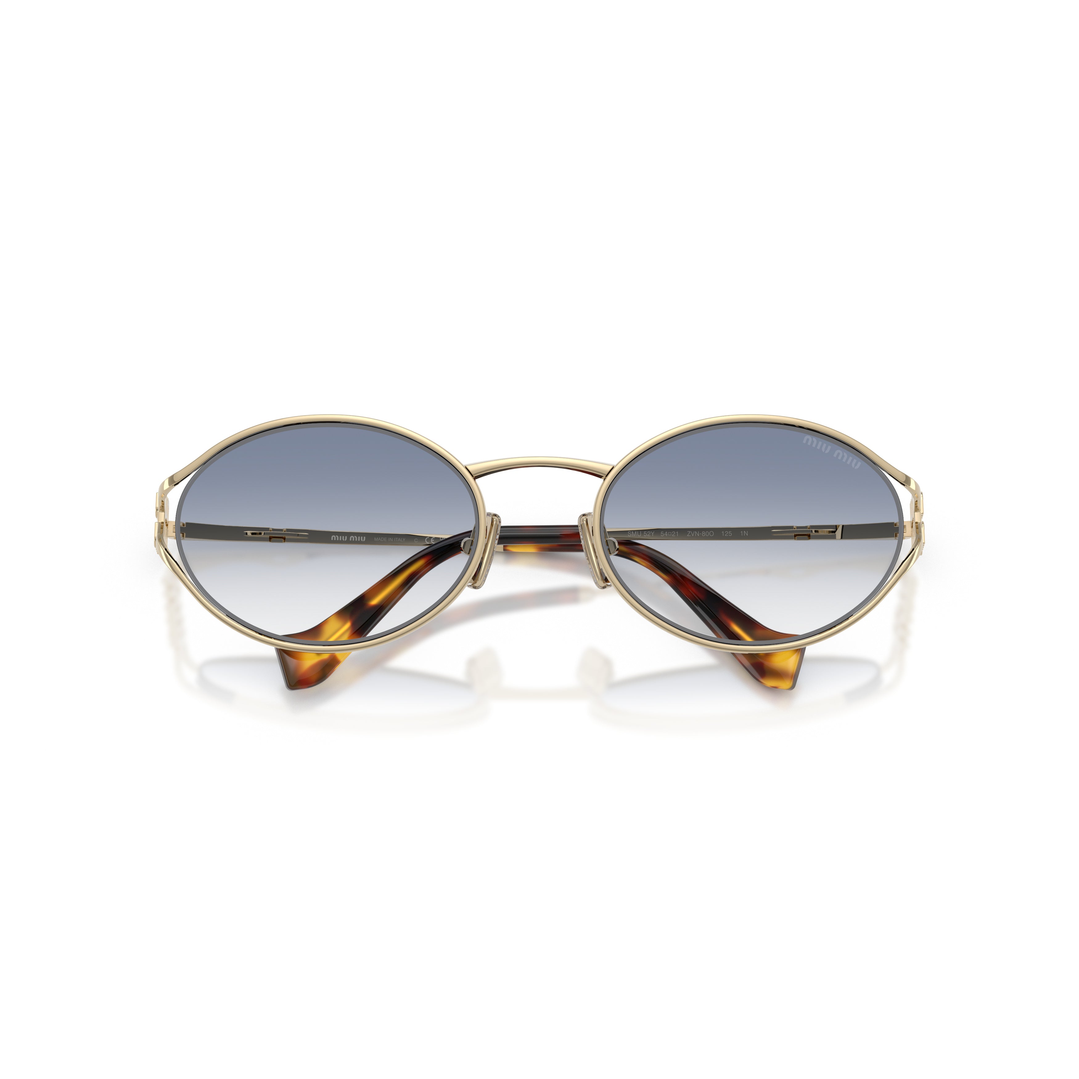 0mu 52ys Oval-Shaped Sunglasses with Gold Metal Frames