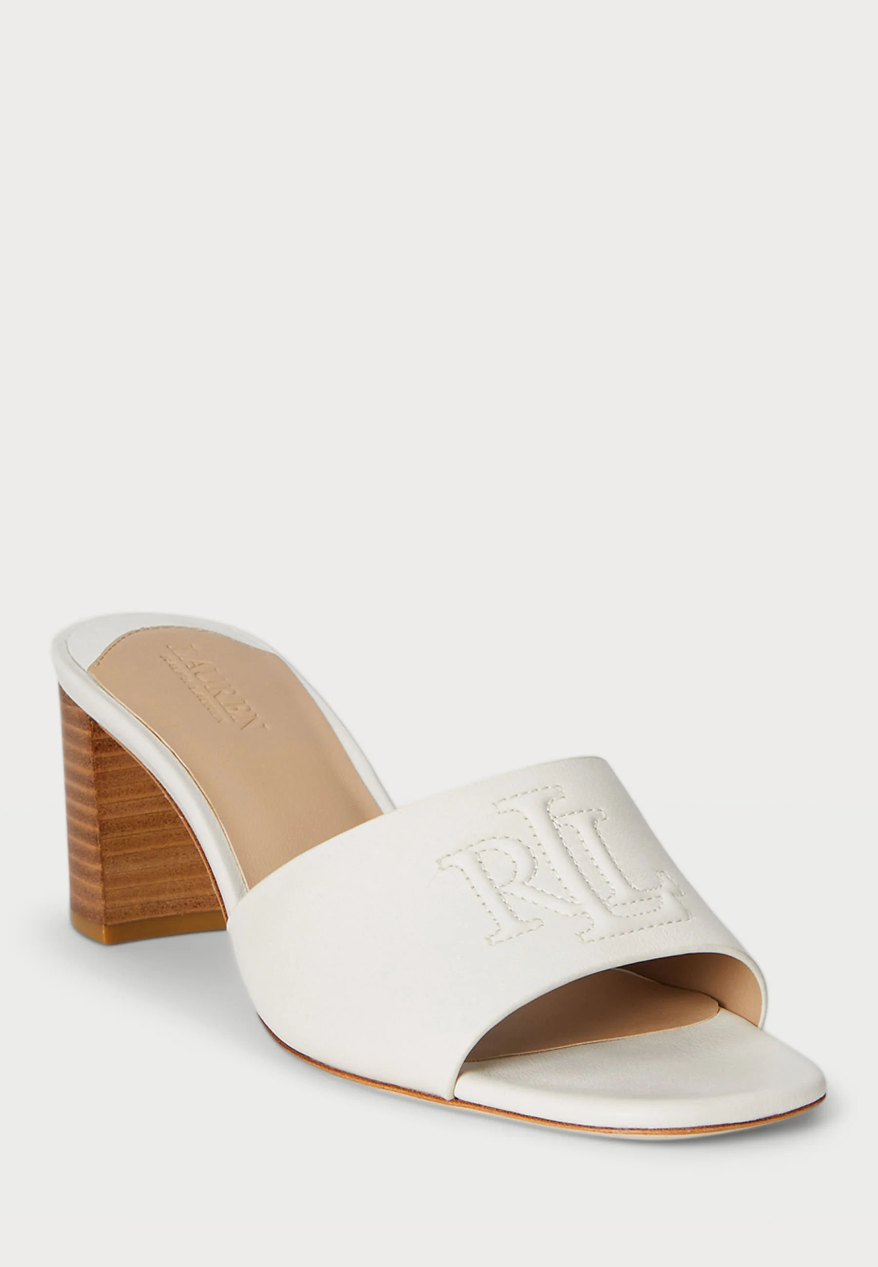 White Everley Heel Nappa Leather Sandals