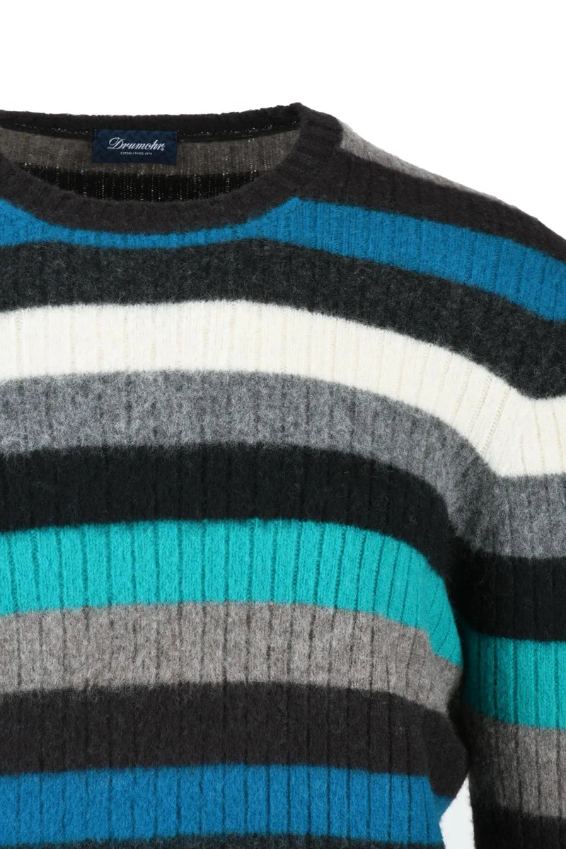 Lambskin Crew Neck Pullover - Brown/Light Blue