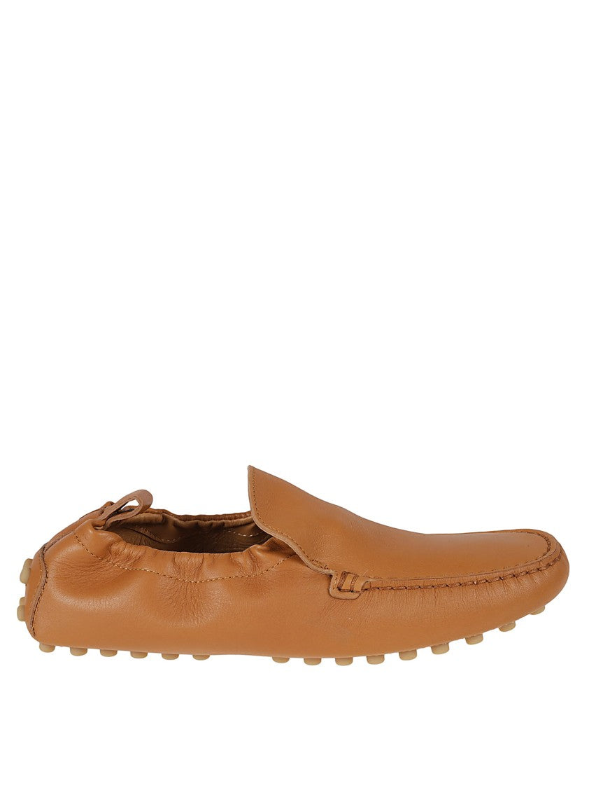 Slip-On Brown Calfskin Flat Shoes
