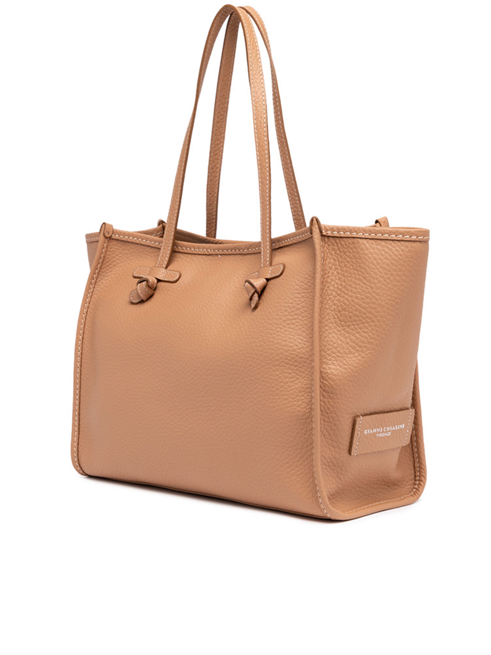 Marcella Rectangular Brown Structured Leather Tote