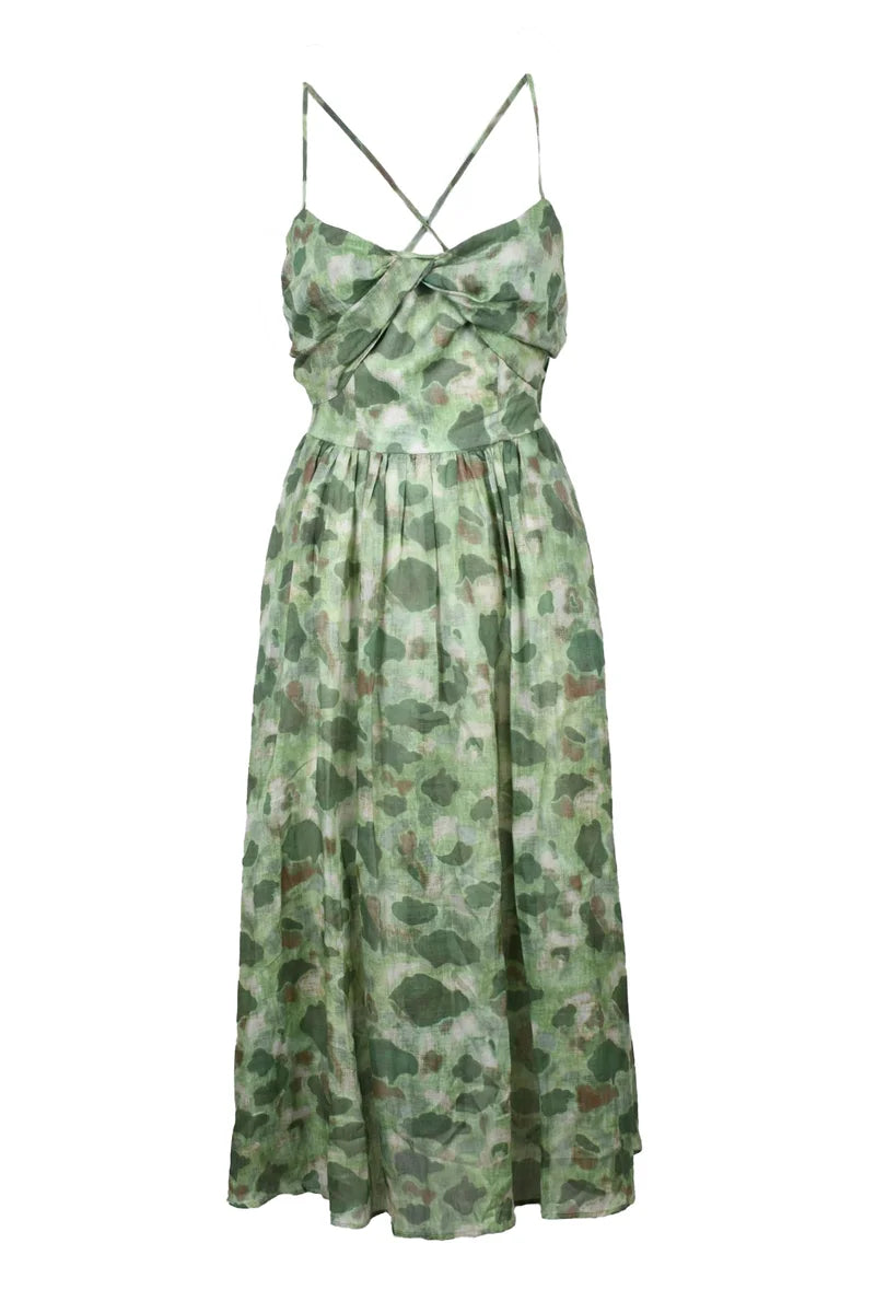 Long Ramie Dress - Green