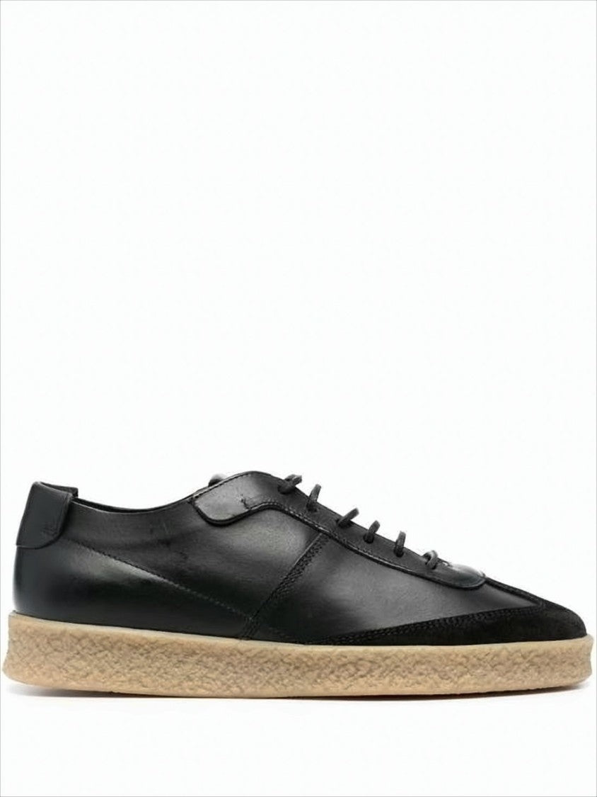 Low-Top Black Leather And Suede Sneakers
