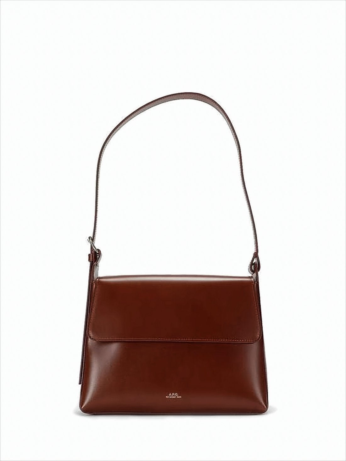 Rectangular Brown Shoulder Bag With Flap Closure