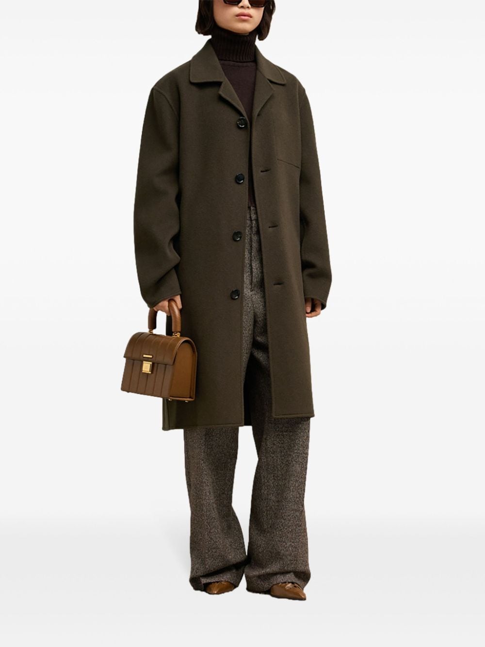 Coffee Brown Wool-Cashmere Blend Coat