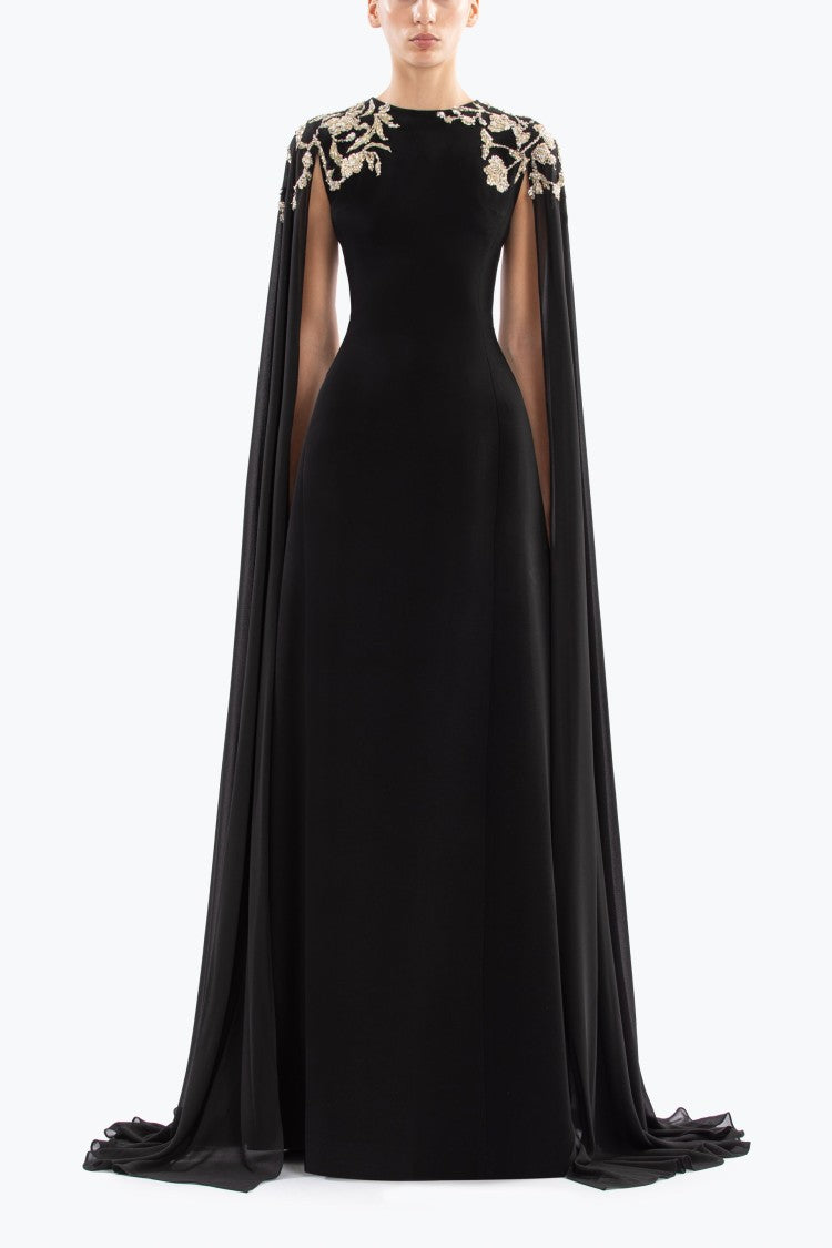 Embellished Crepe Kaftan