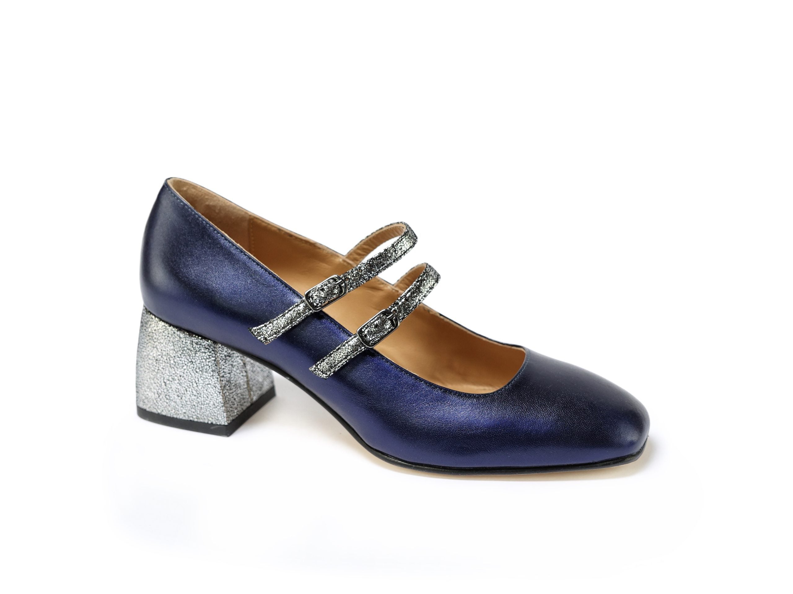 Décolleté Gita Blu Pumps with Shiny Laminate