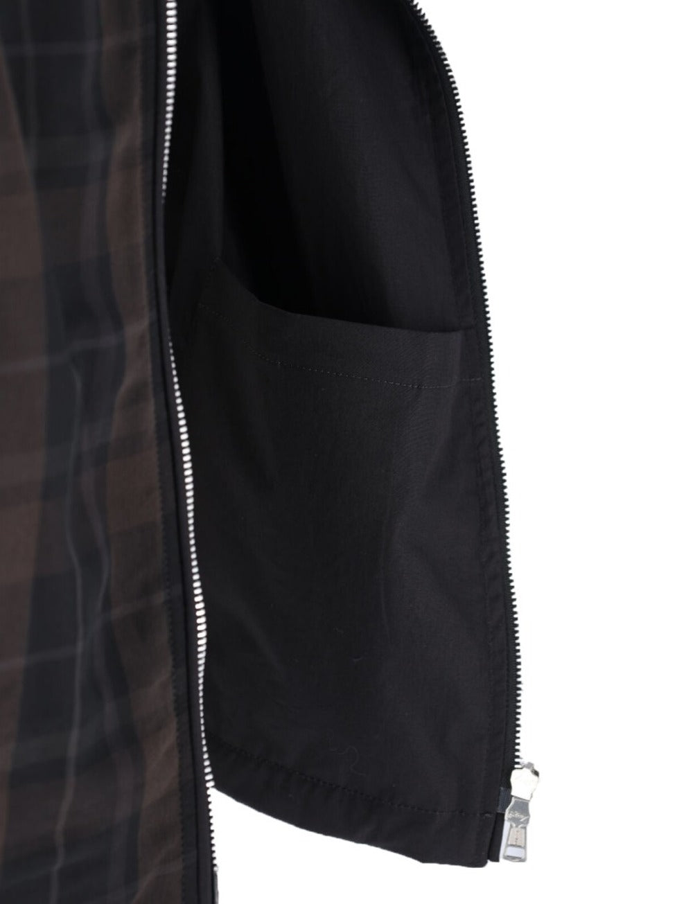 Plaid Zip Hoodie – Black