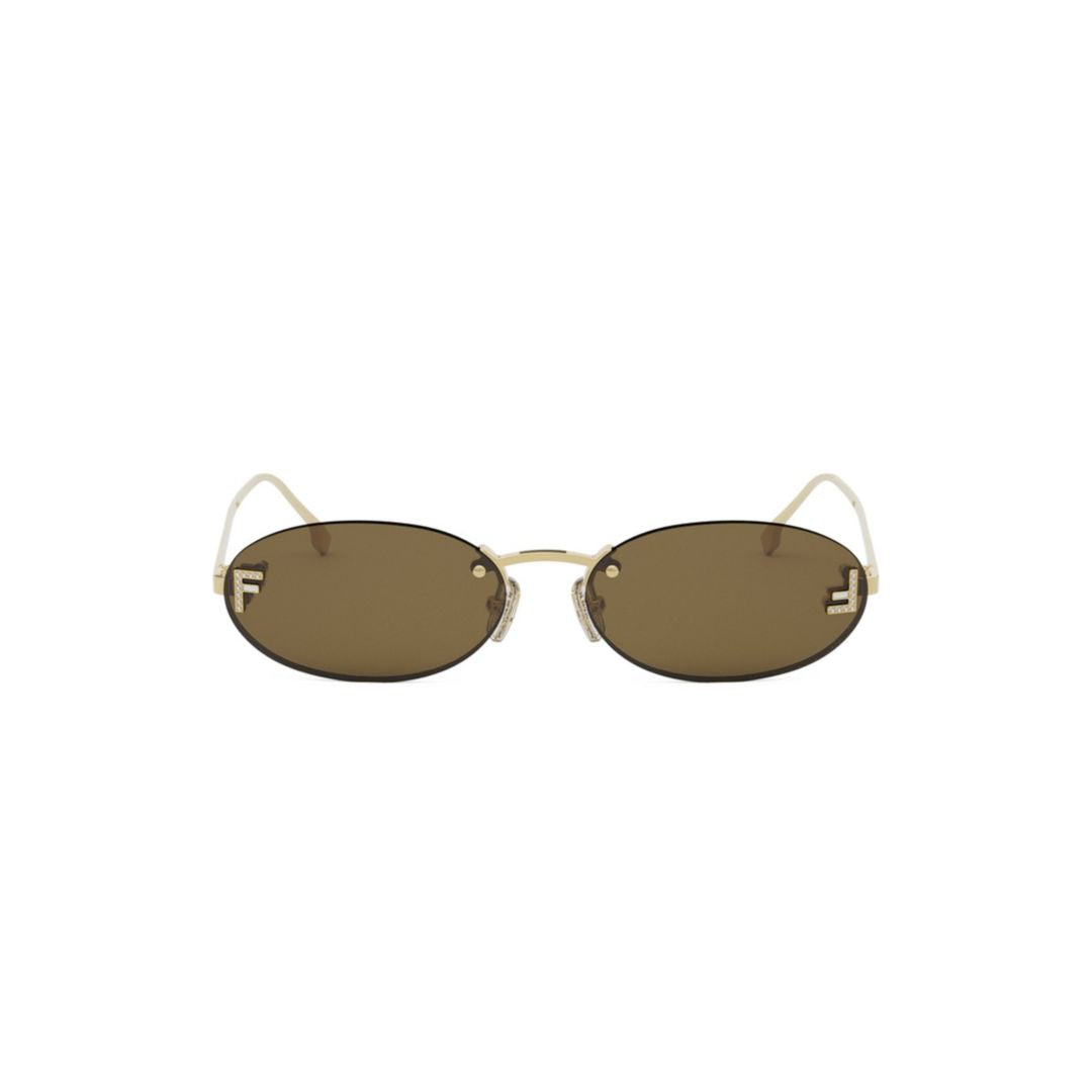 Oval-Shaped Gold-Finished Sunglasses With Decorative Logo Detail