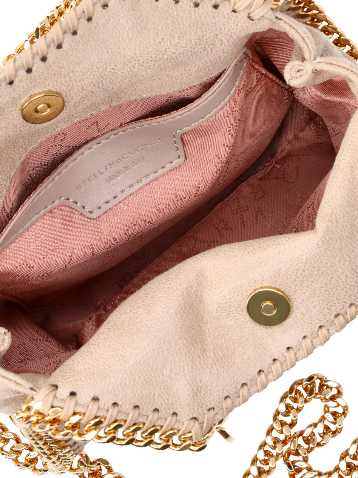 Beige Structured Gold-tone Chain Trim Handbag
