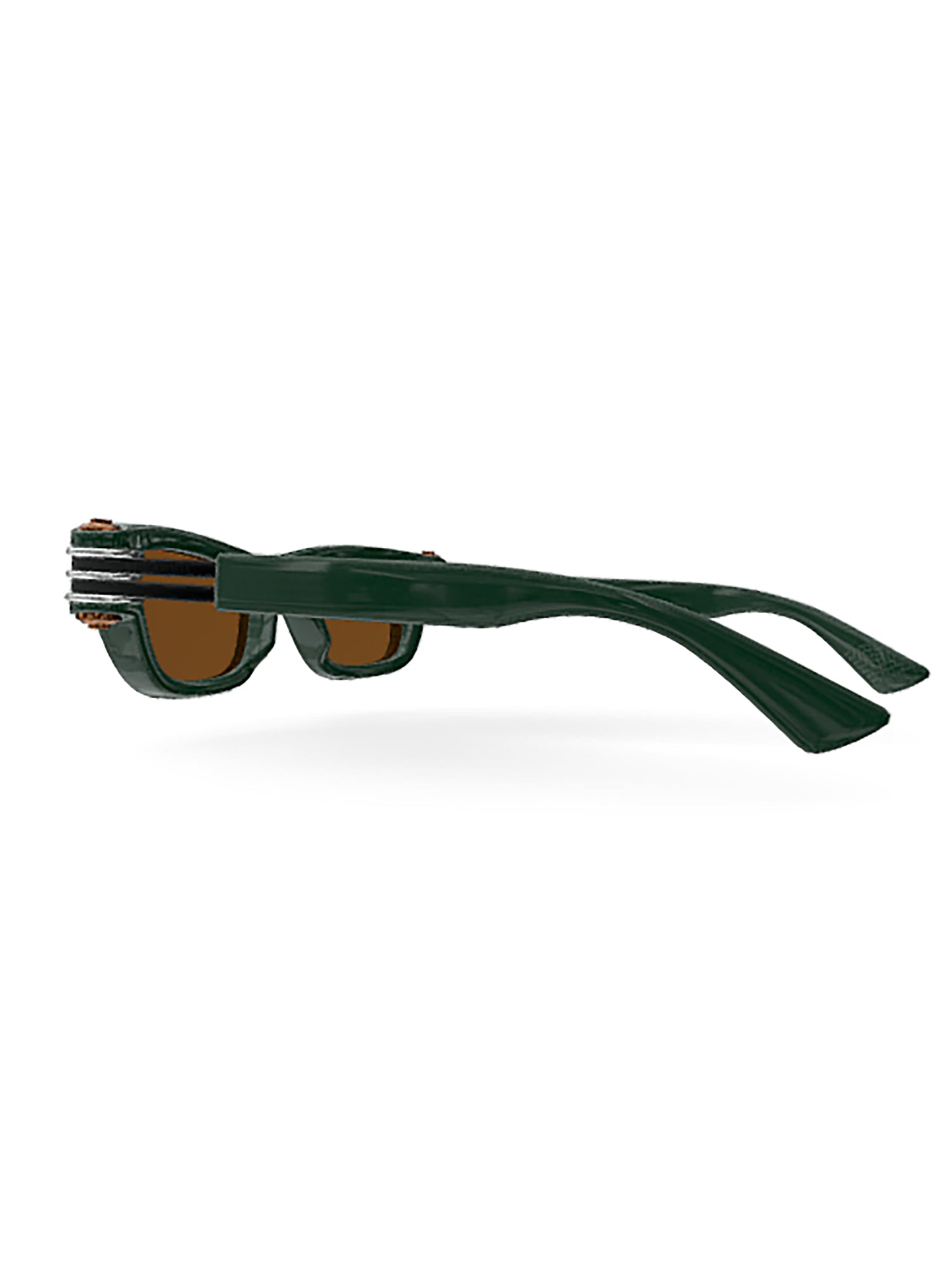 Angular Green Frame Sunglasses with Silver Accents