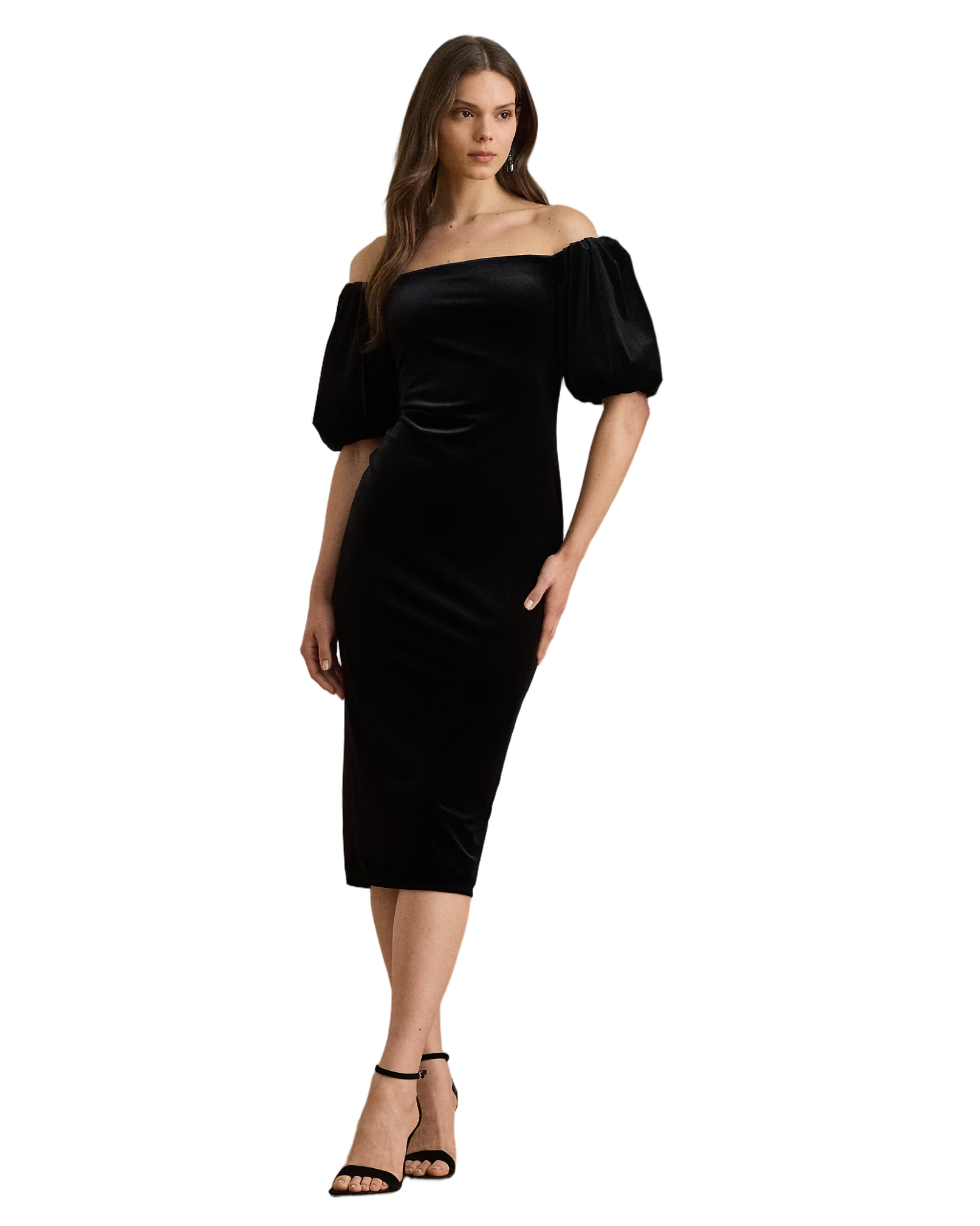 Elegant Cocktail Dress With Off-The-Shoulder Neckline