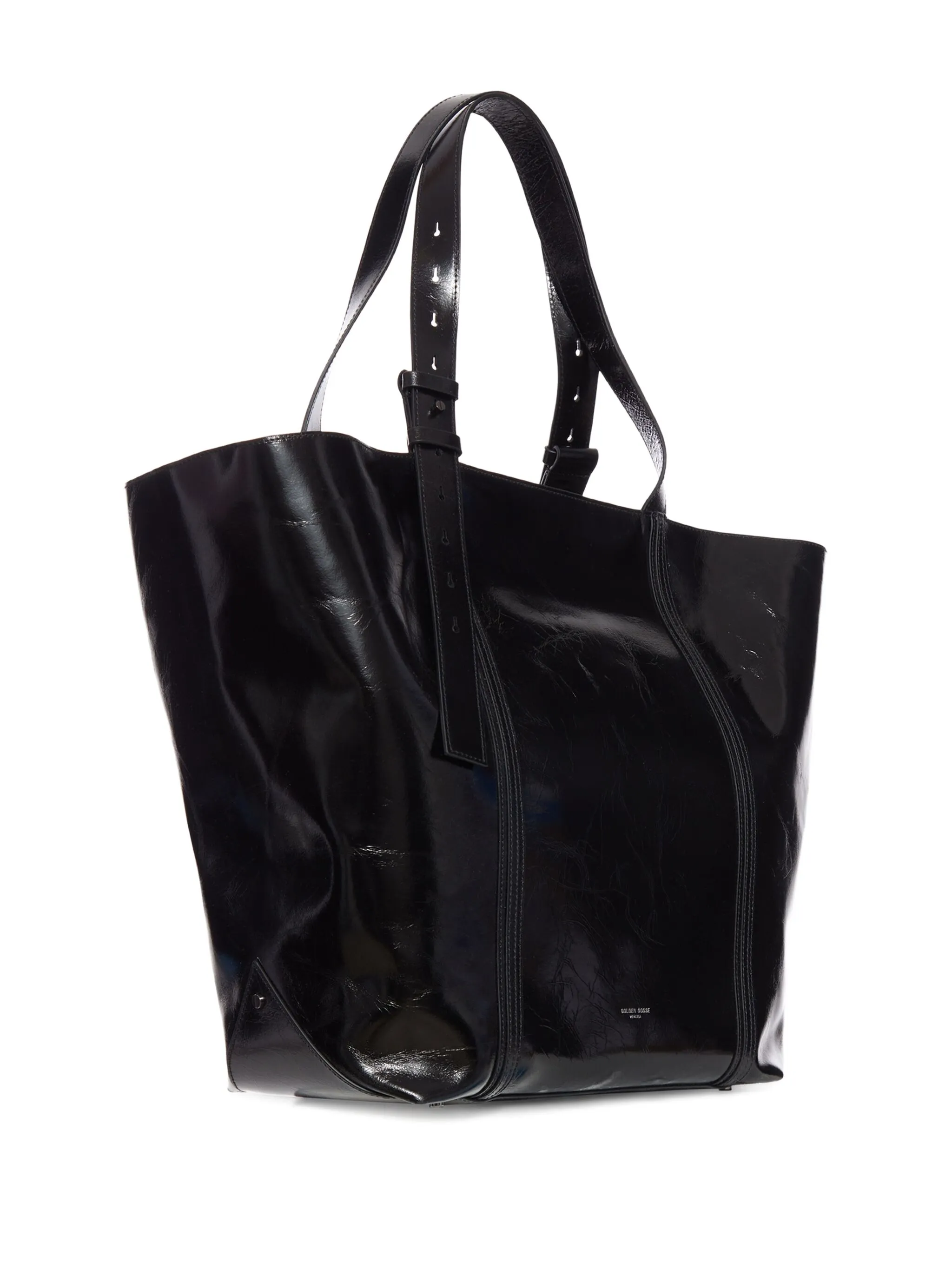 Shopping 24.7 Glossy Black Leather Tote