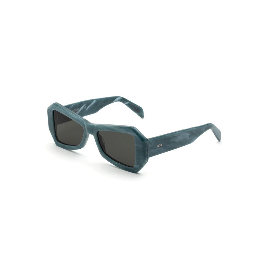 Tempio Blue Marble Geometric Blue Marble Acetate Sunglasses