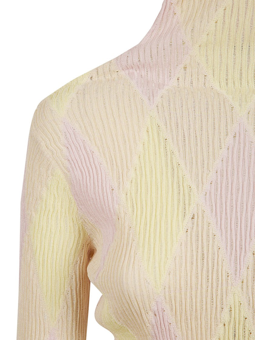 Textured Fitted Dress With High Neck