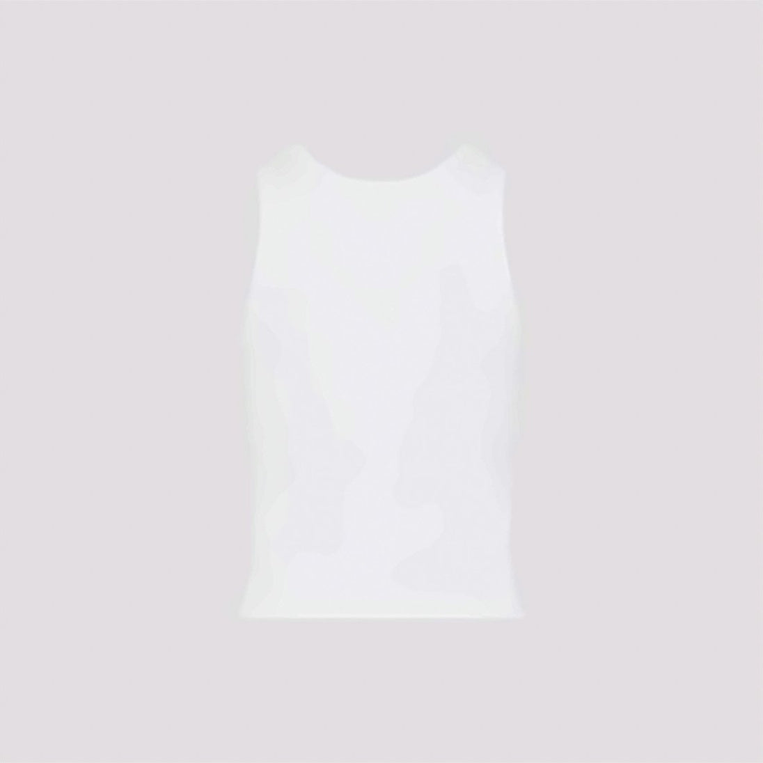 Ribbed Tank Top with High Neckline and Embossed Logo