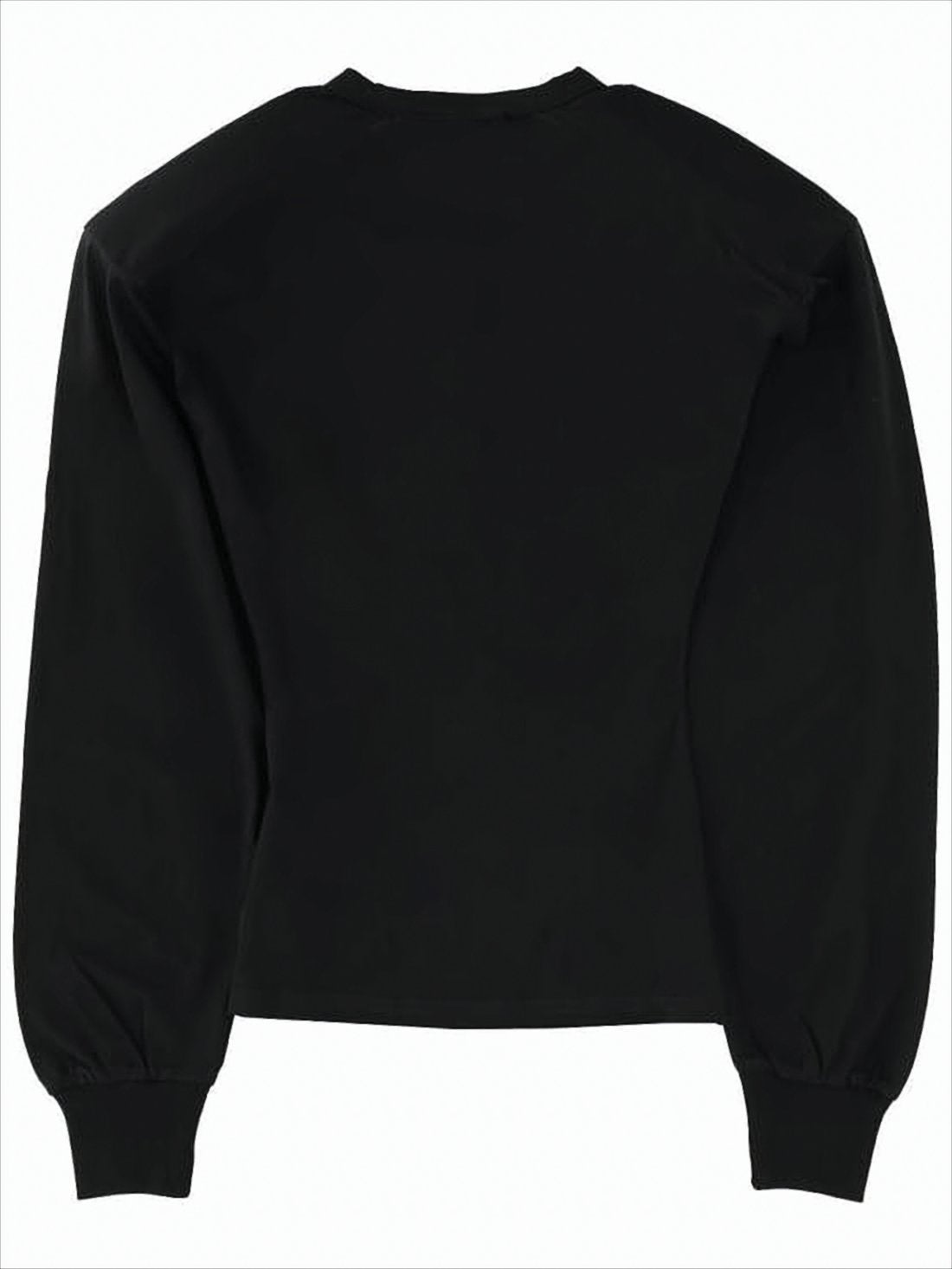 Cropped Black Long-Sleeve Top with Voluminous Cuffs