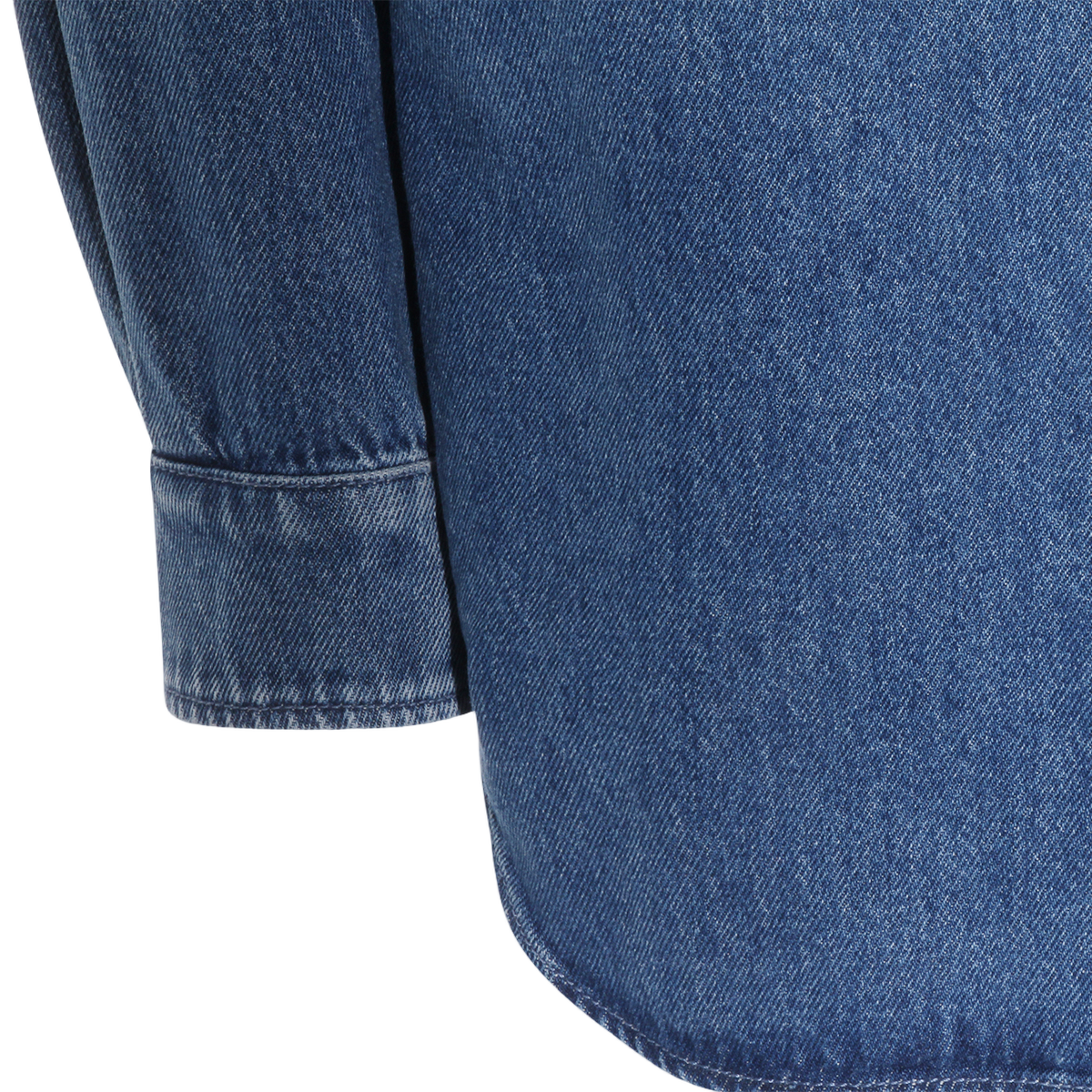 Frayed Heart-Patch Denim Shirt