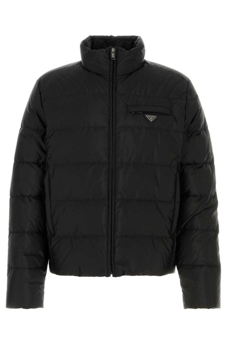 Quilted Down Coat With High Collar
