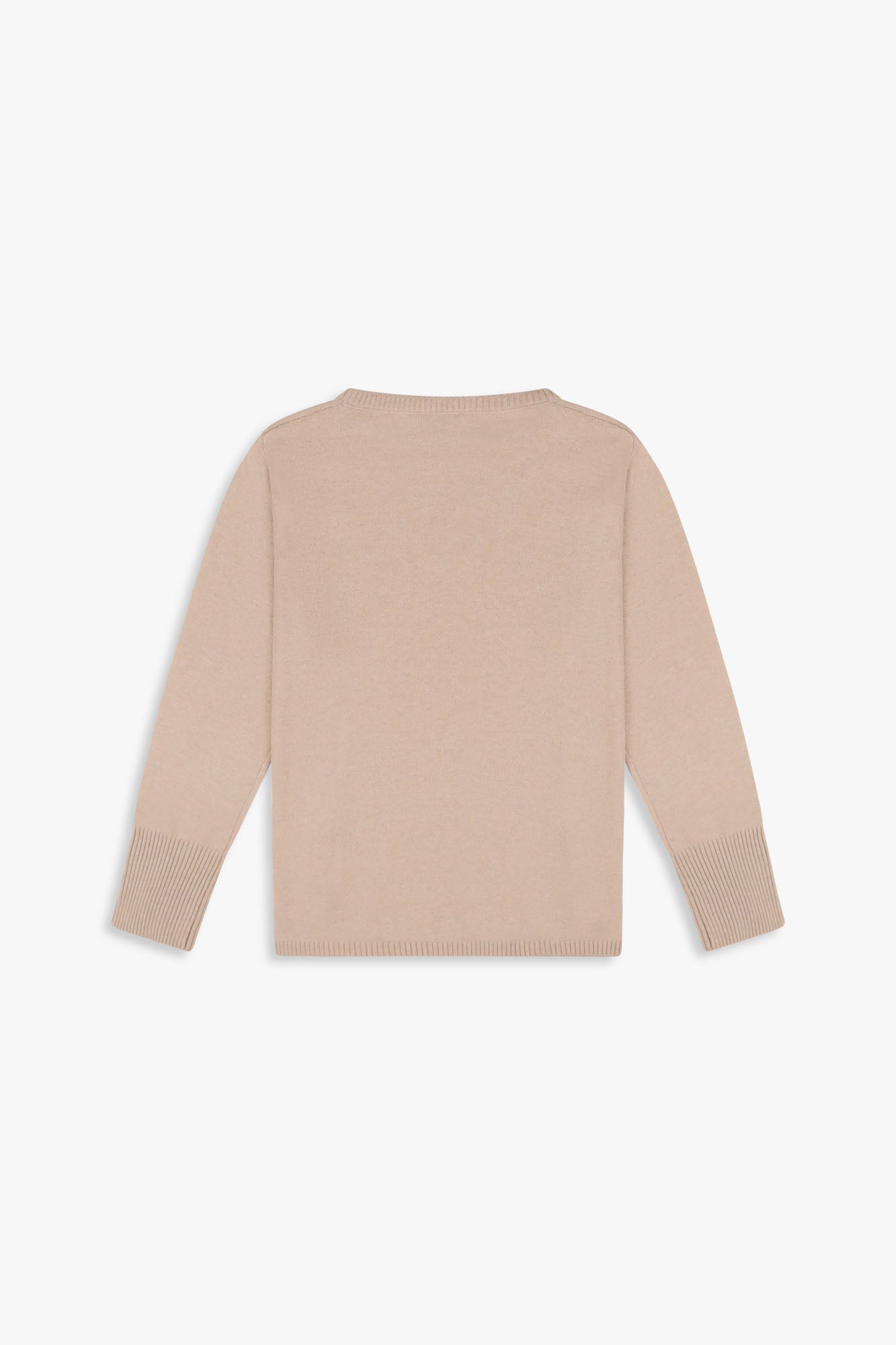 Beige Crewneck Sweater With Refined Stitch Detail