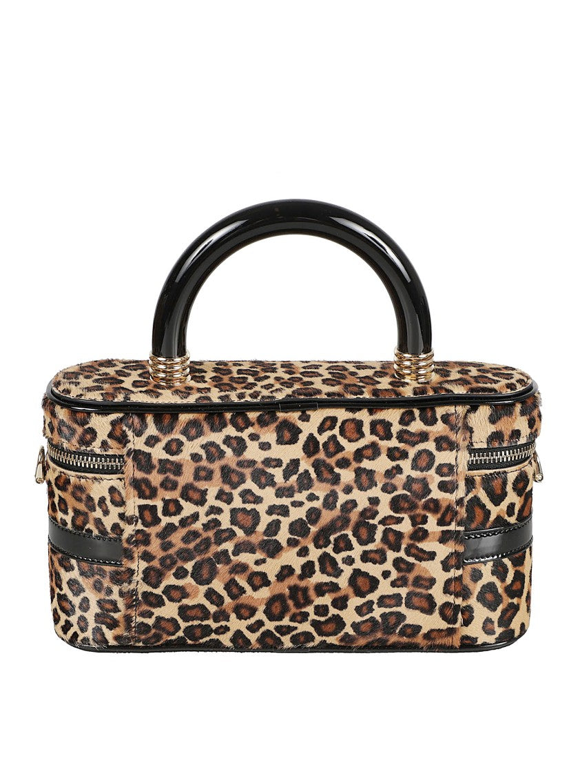 Rectangular Calfskin Handbag With Leopard Print