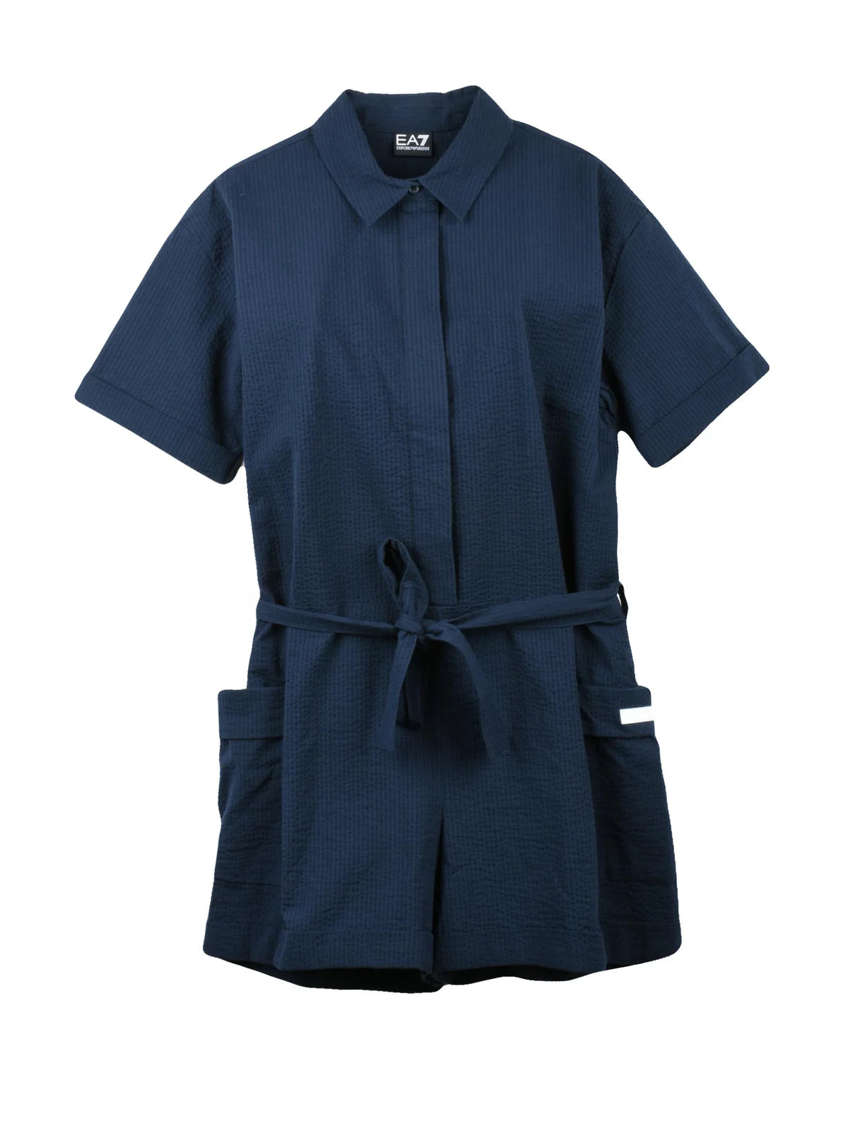 Blue Cotton Elastane Stretch Jumpsuit