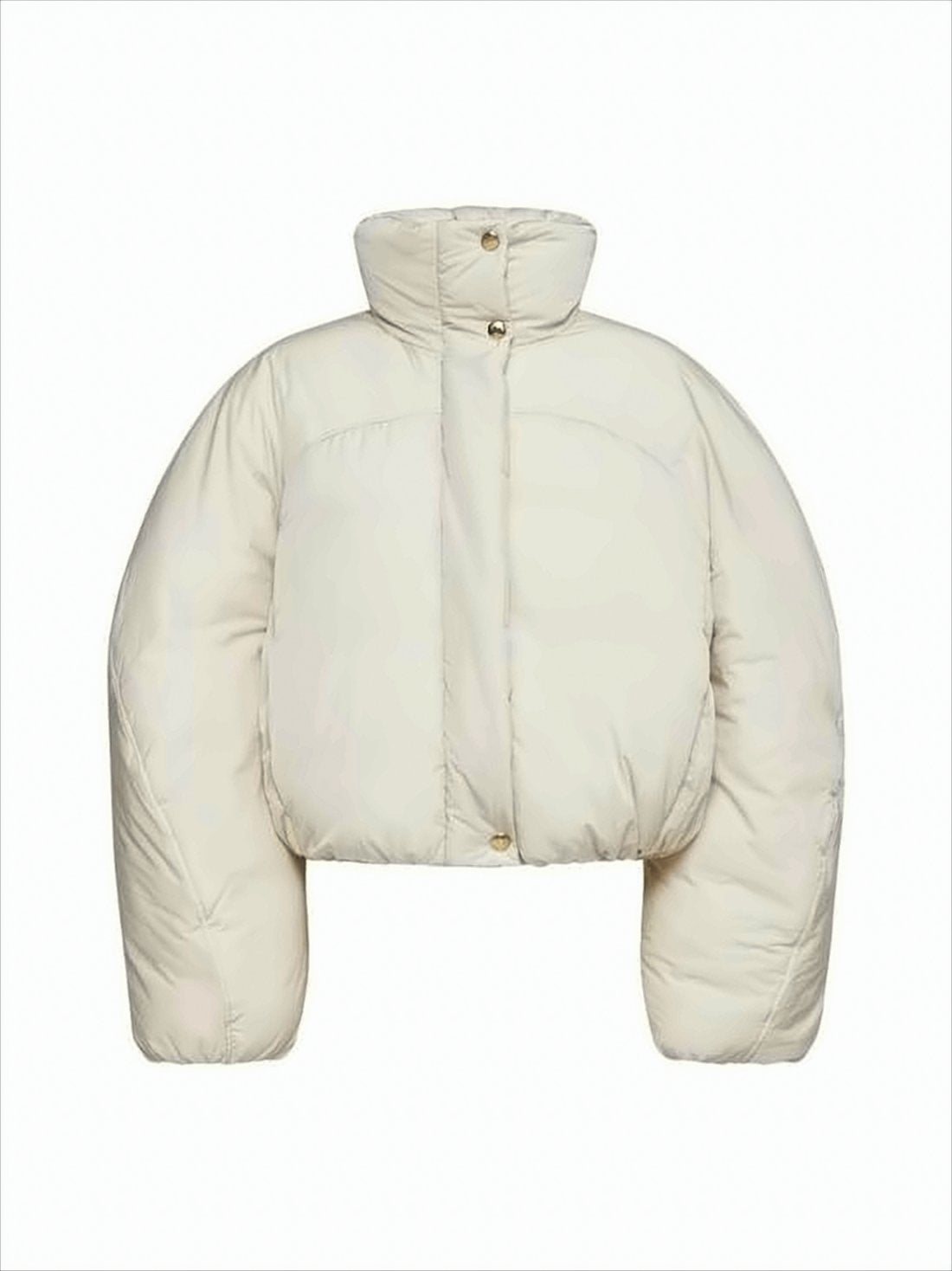Cropped Off-White Puffer Jacket with Oversized Sleeves