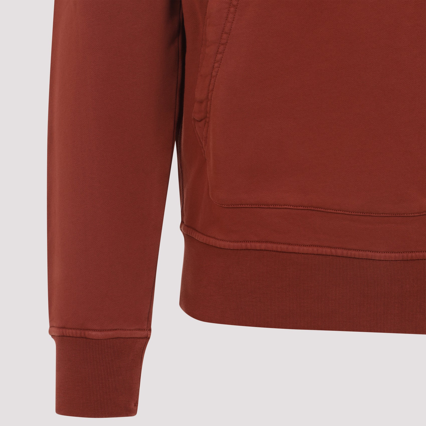 Deep Red Cotton Sweatshirt With Classic Hood