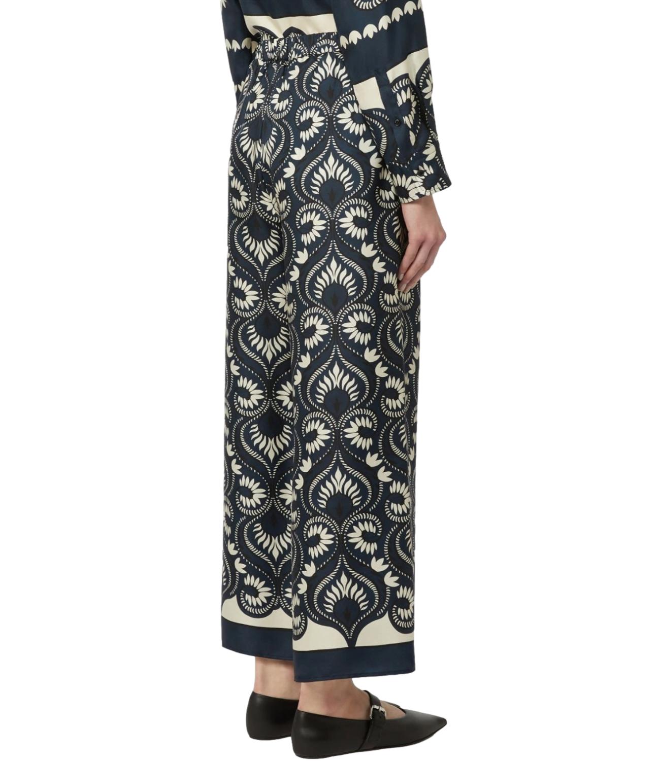 Blue Deco Cotton Stretch Trousers