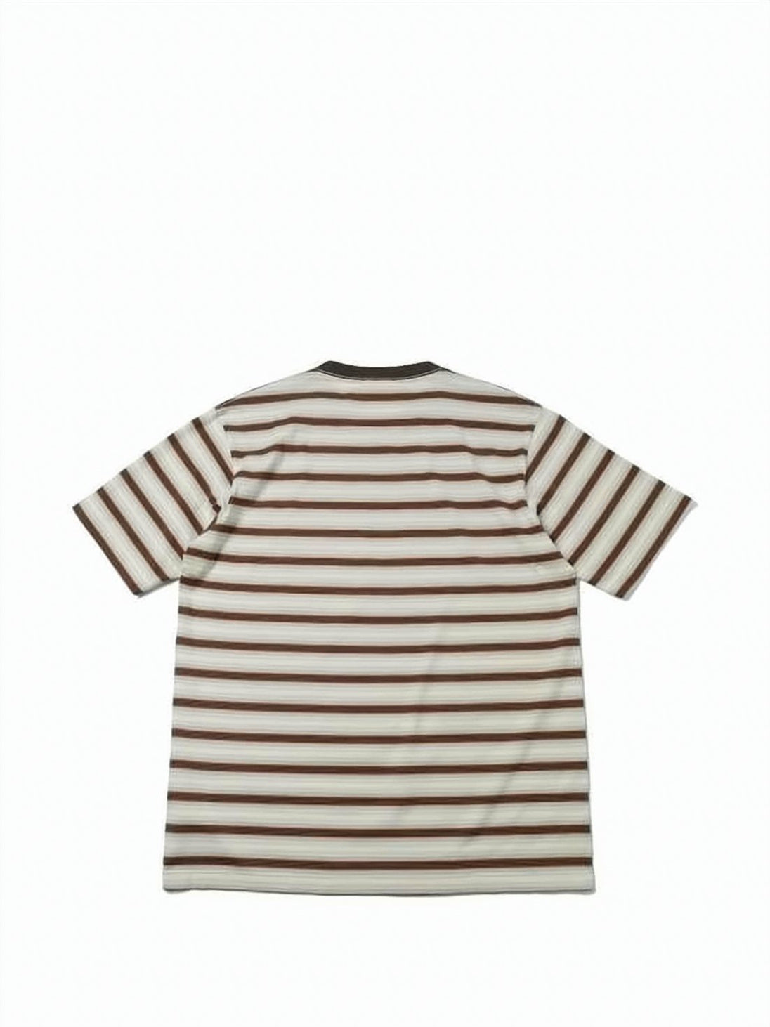 Horizontal Striped Short-Sleeved T-Shirt With Ribbed Collar