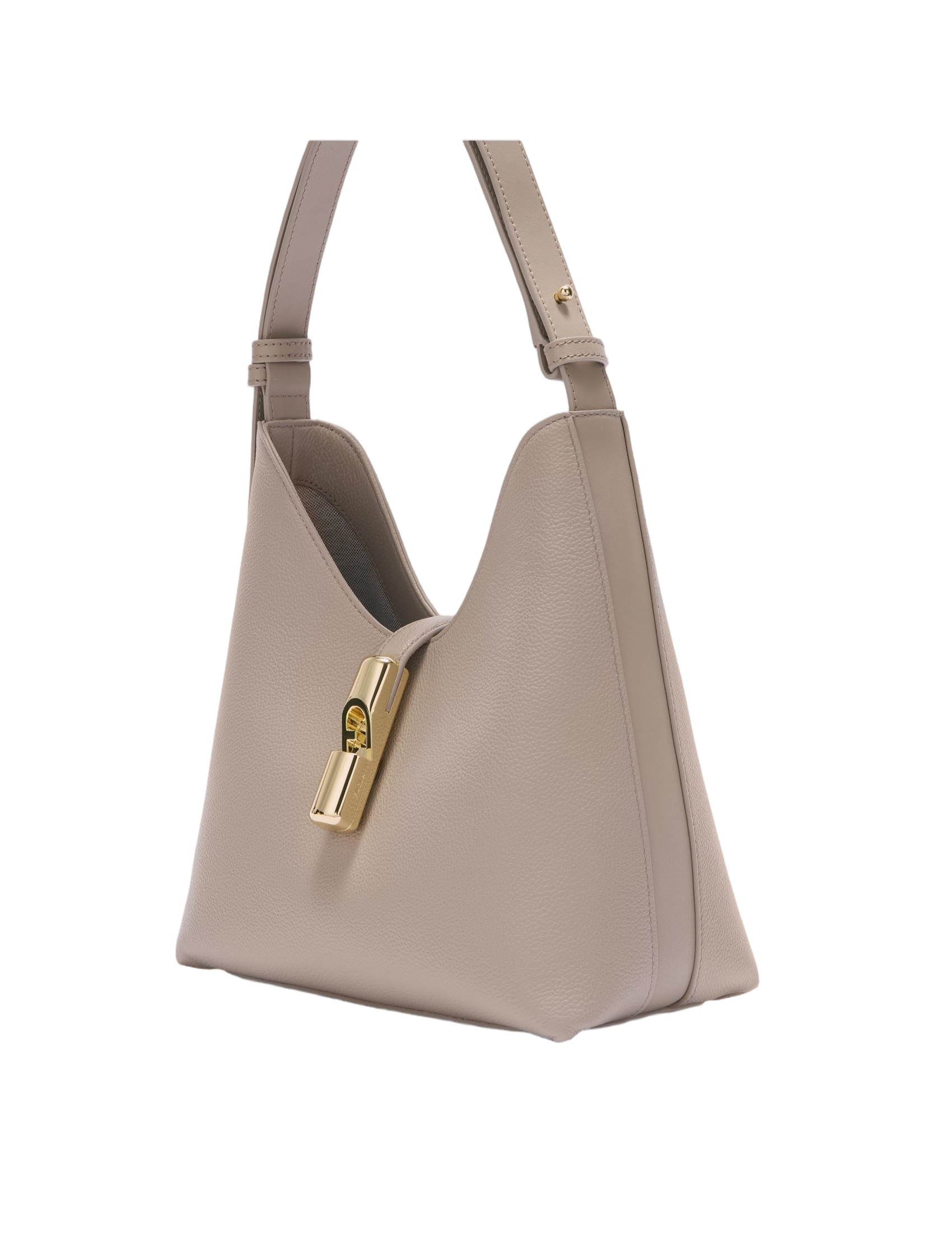 Structured Hobo Bag in Smooth Linen Calfskin Leather