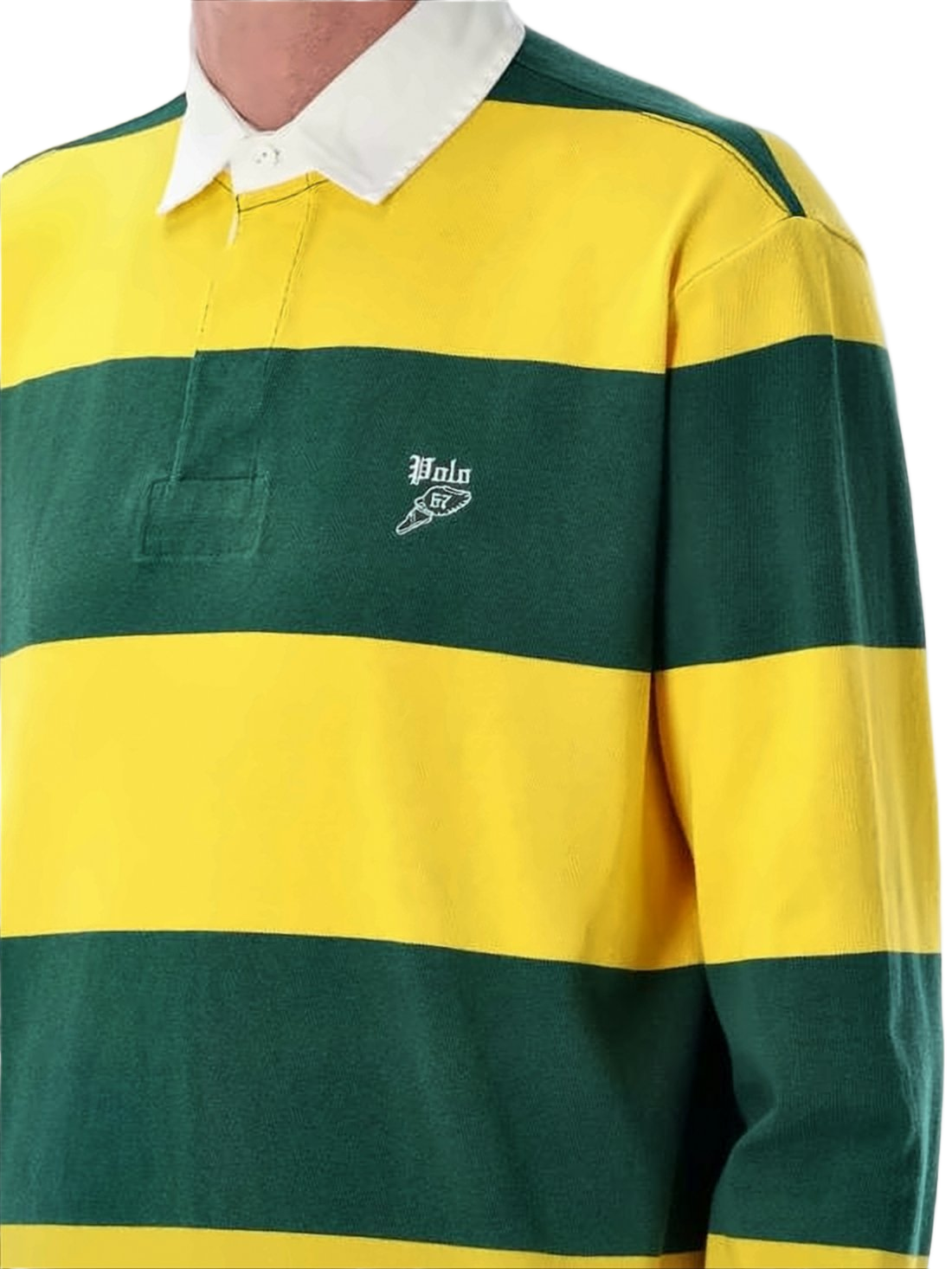 Horizontal Stripe Long-Sleeve Polo Shirt