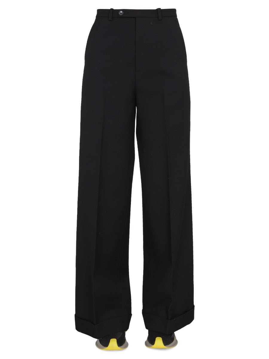 Tailored Wool Pants with Hook and Zipper Closure