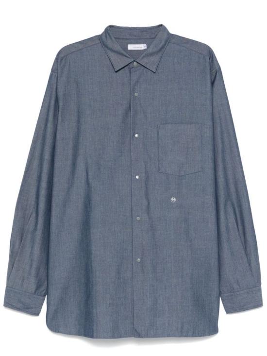 Relaxed Fit Long-Sleeve Shirt with Classic Collar and Textured Fabric