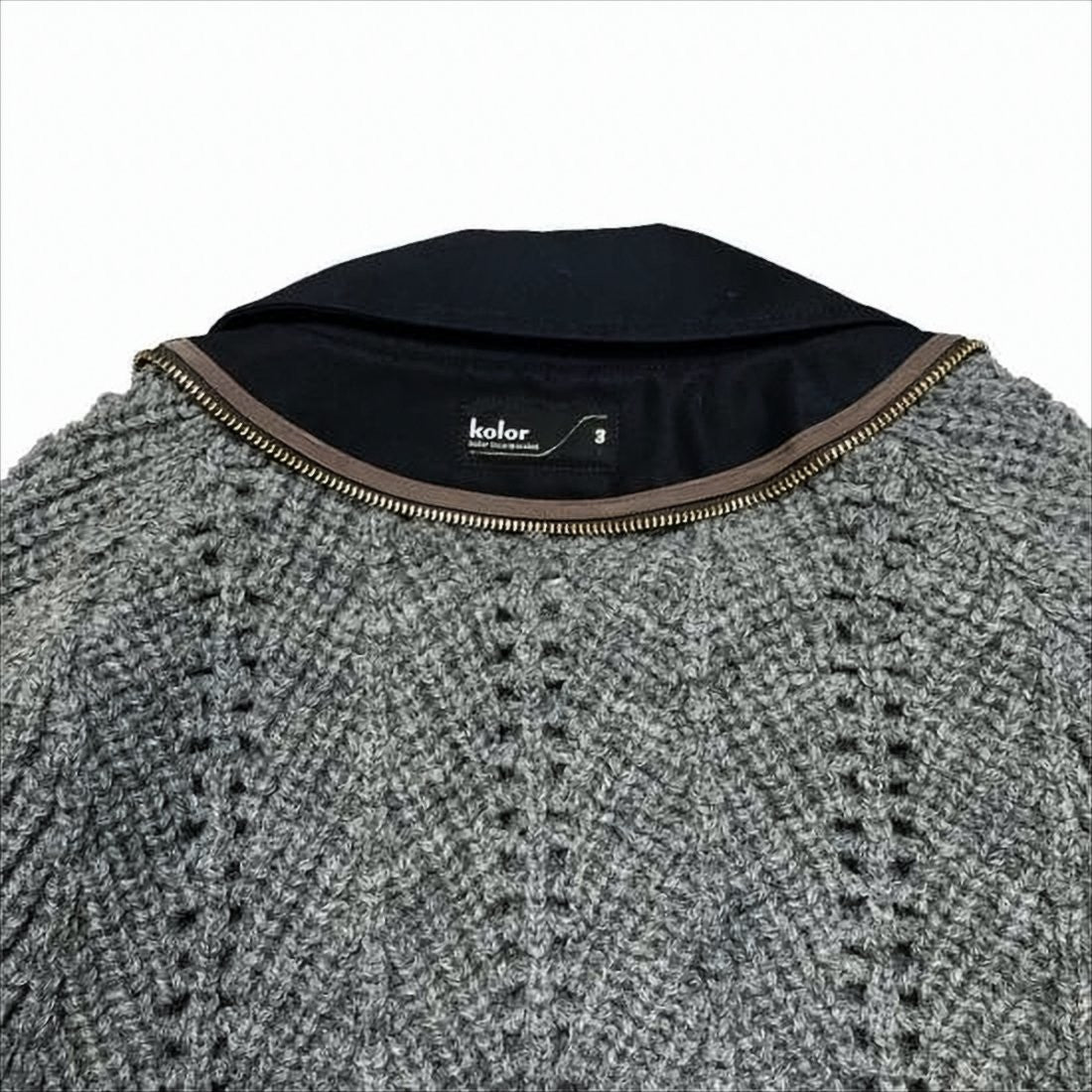 Textured Knit Wool Pullover with Unique Collar