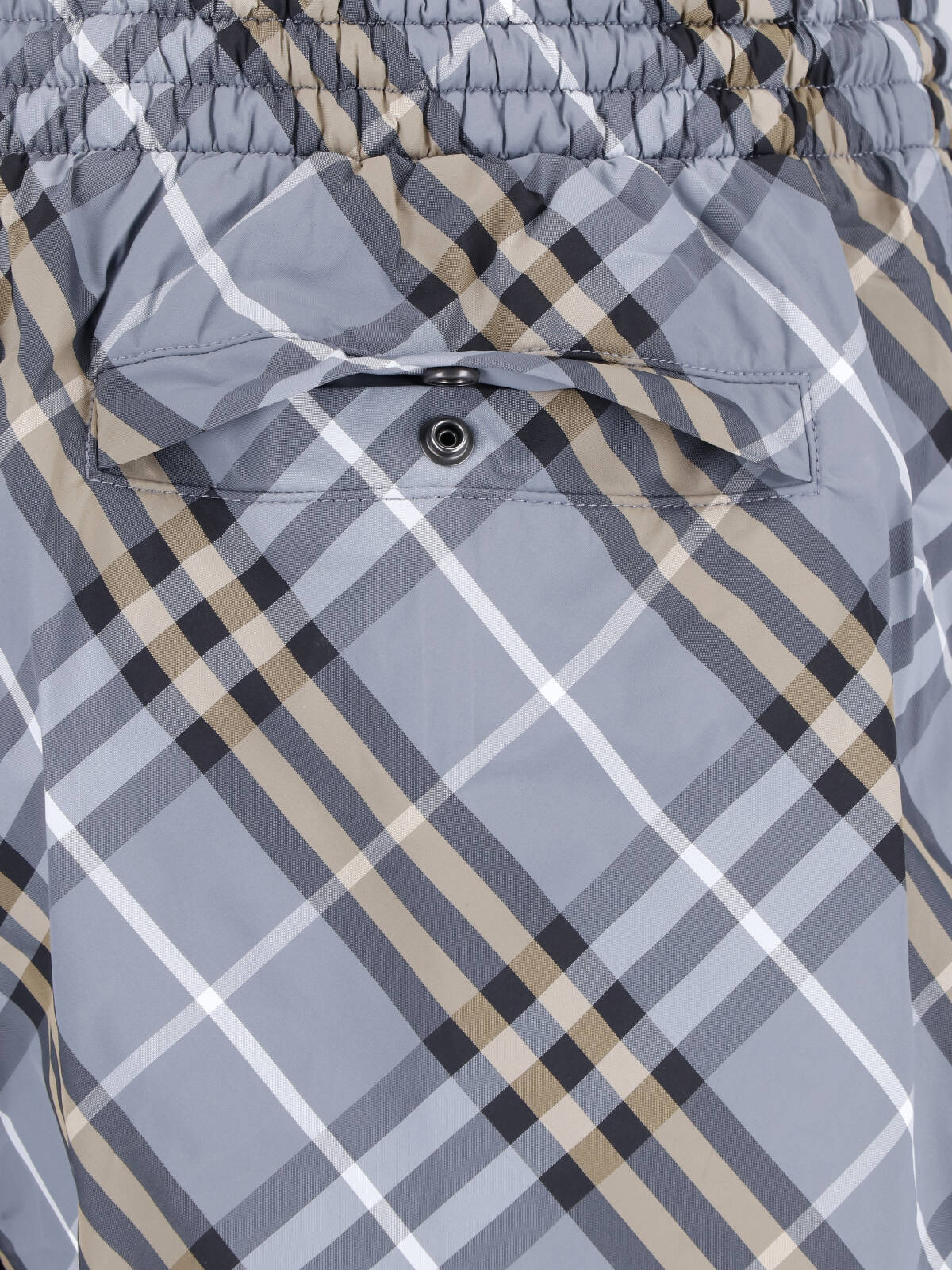 Blue Check Drawstring Straight Swim Shorts