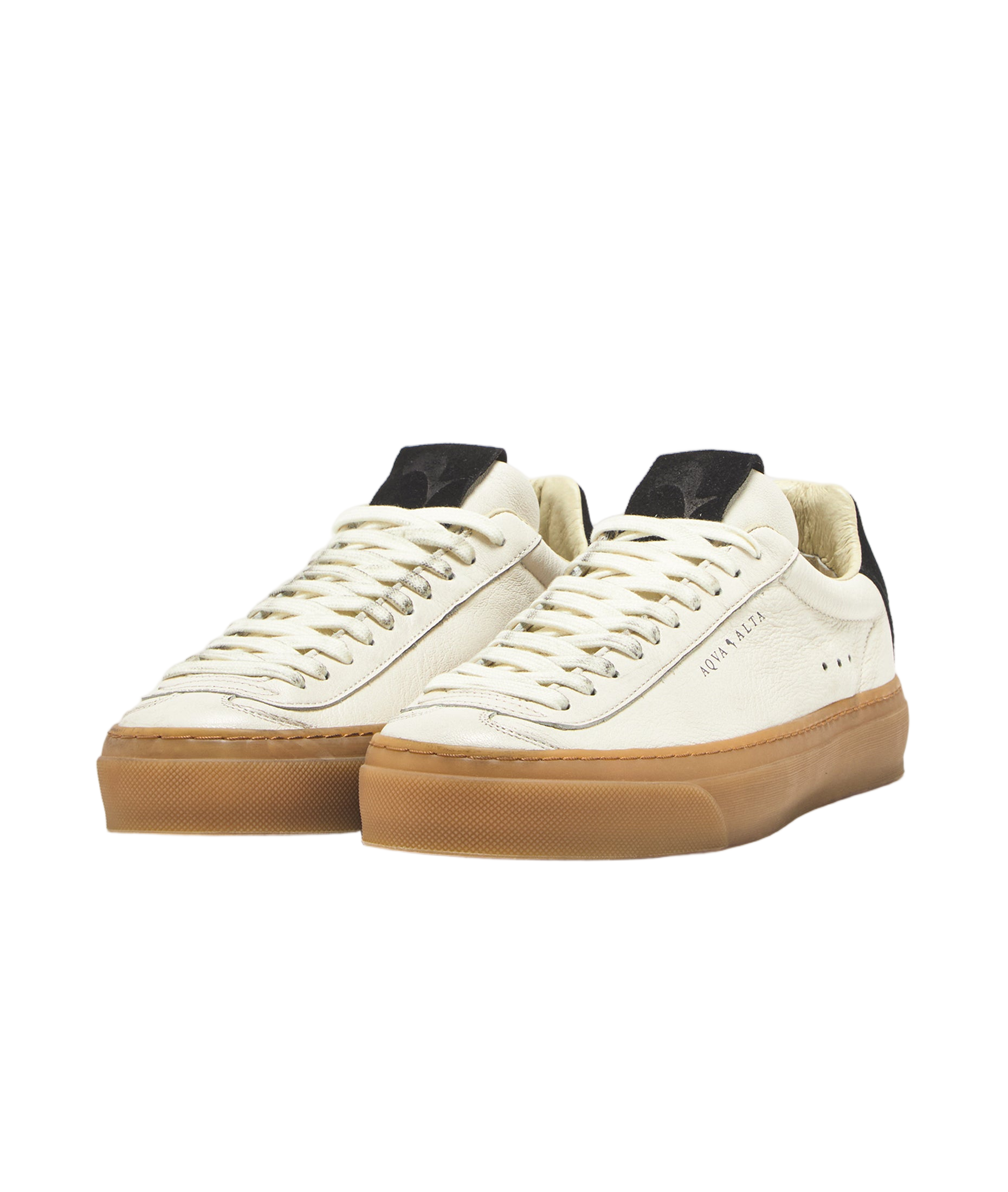 White Leather Sneakers with Black Suede Accents