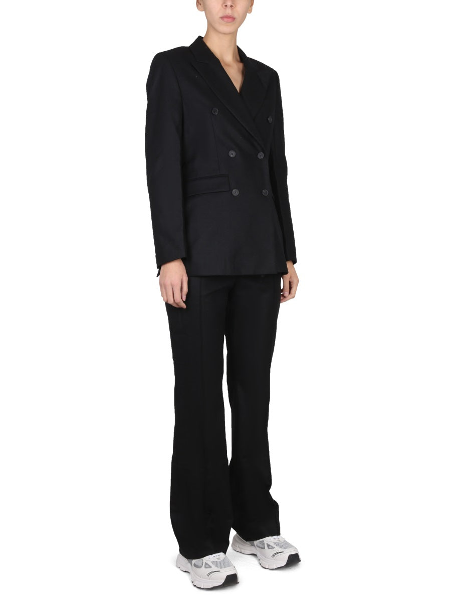 High-Waisted Straight-Leg Twill Pants