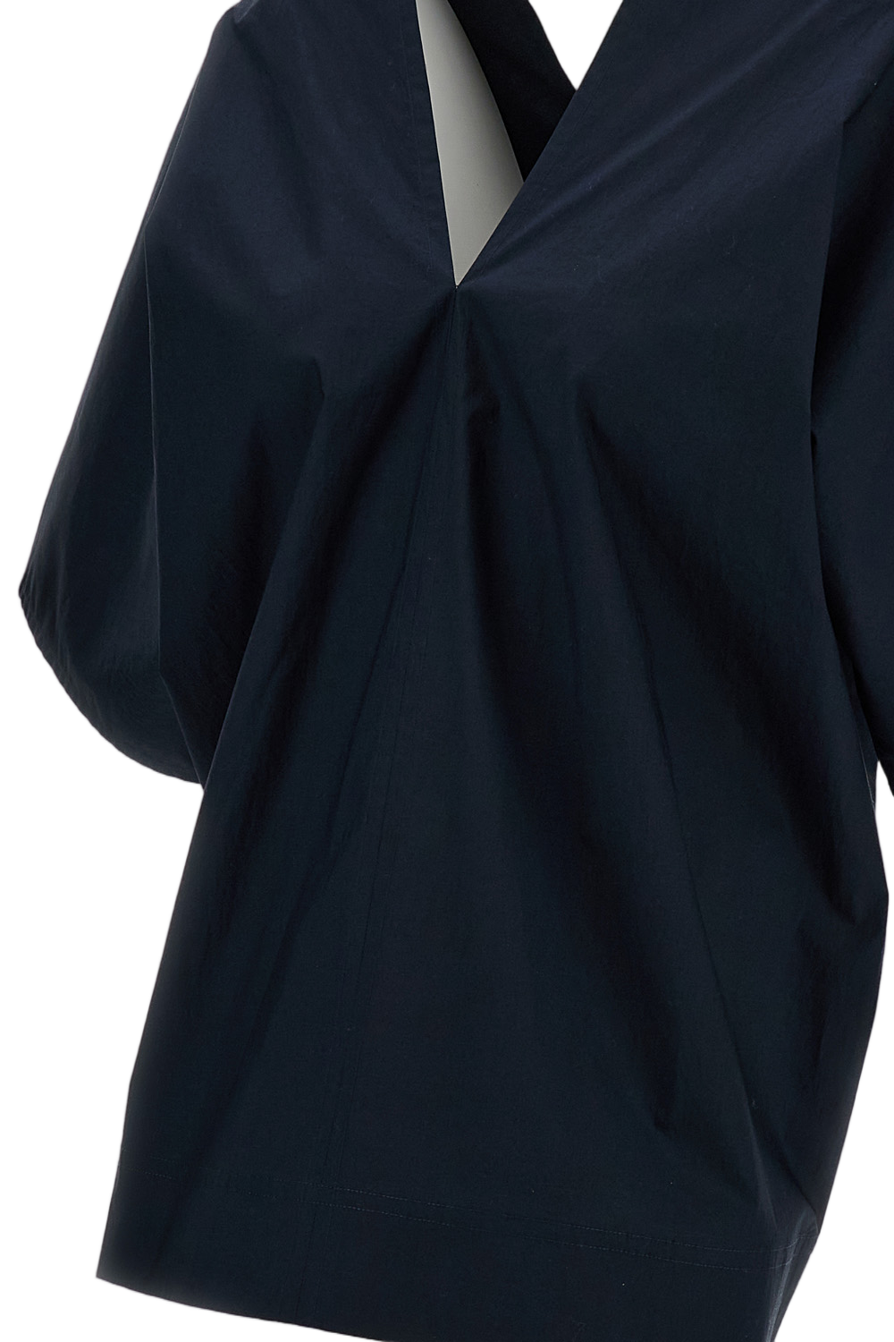 V-Neck Cotton Top with Wide Short Sleeves