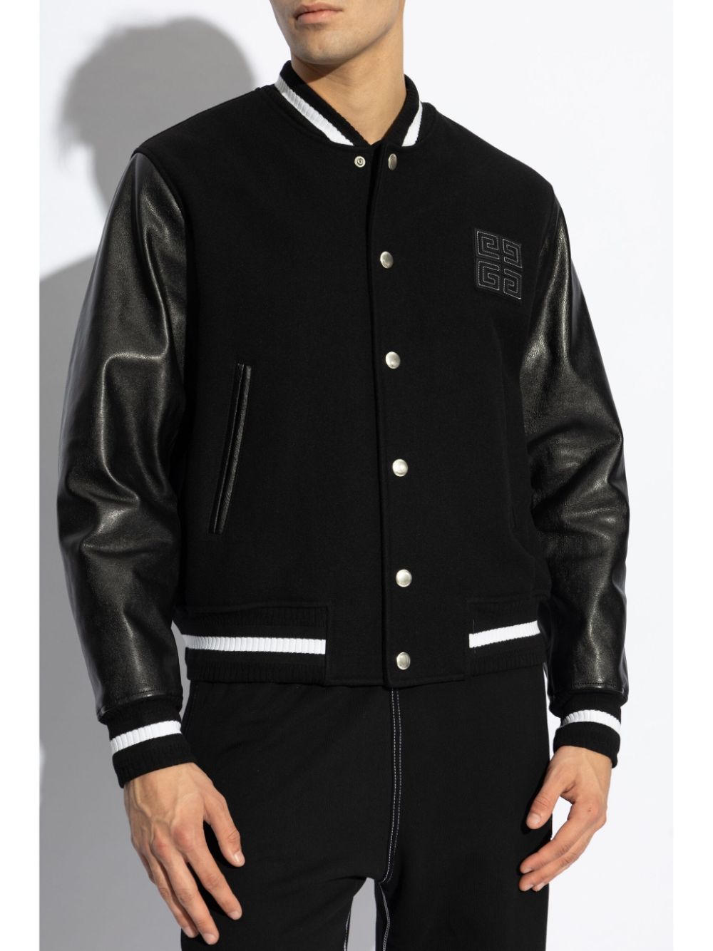 Black Wool and Leather Jacket