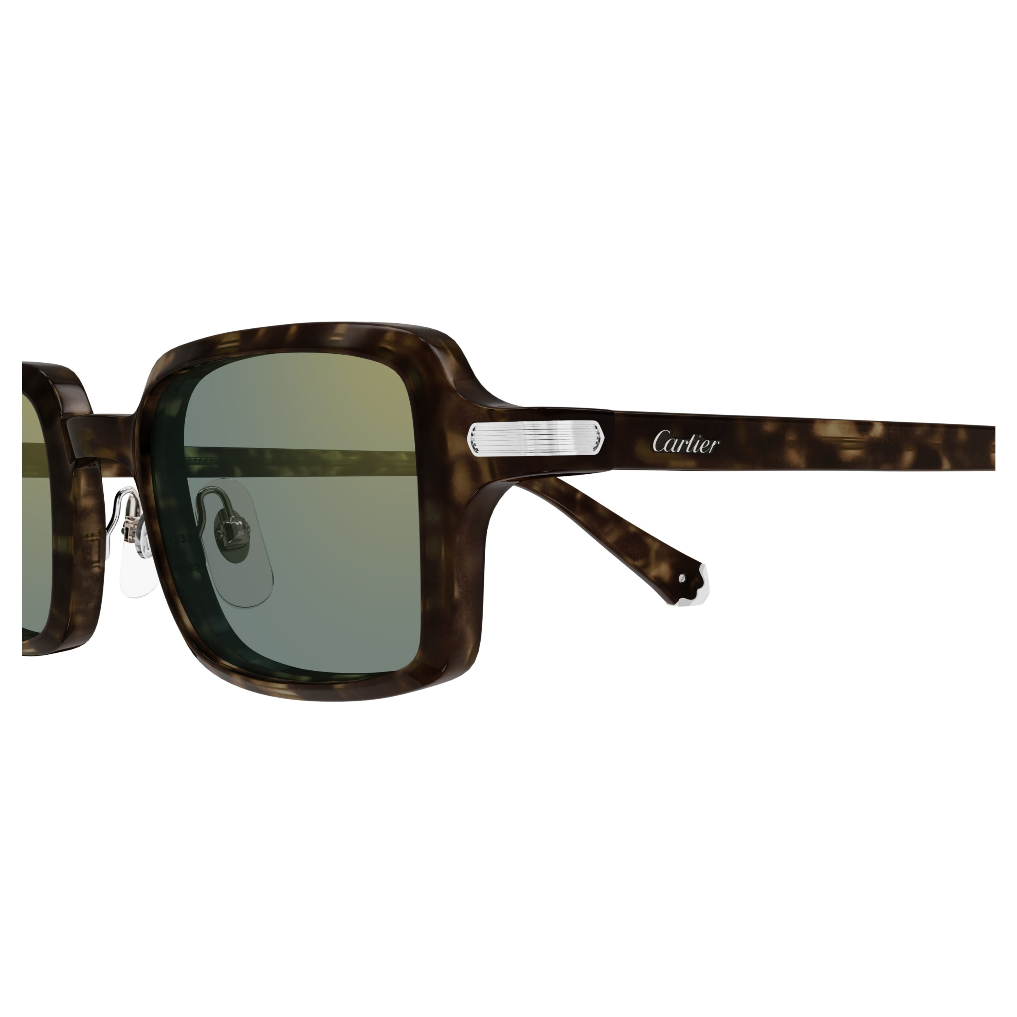 Rectangular Tortoiseshell Sunglasses With Silver-Tone Accents
