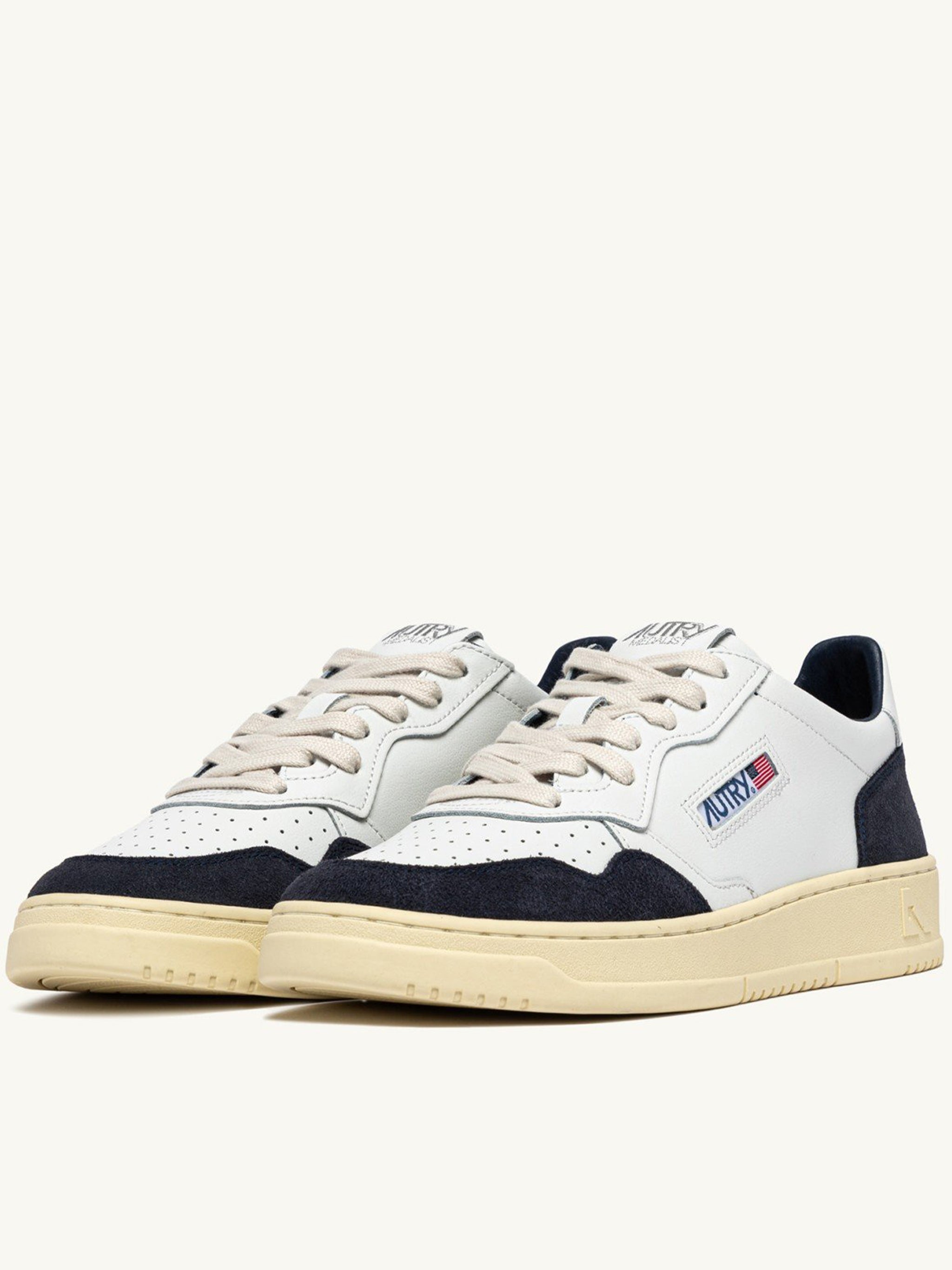 White Medalist Low Suede Leather Sneakers