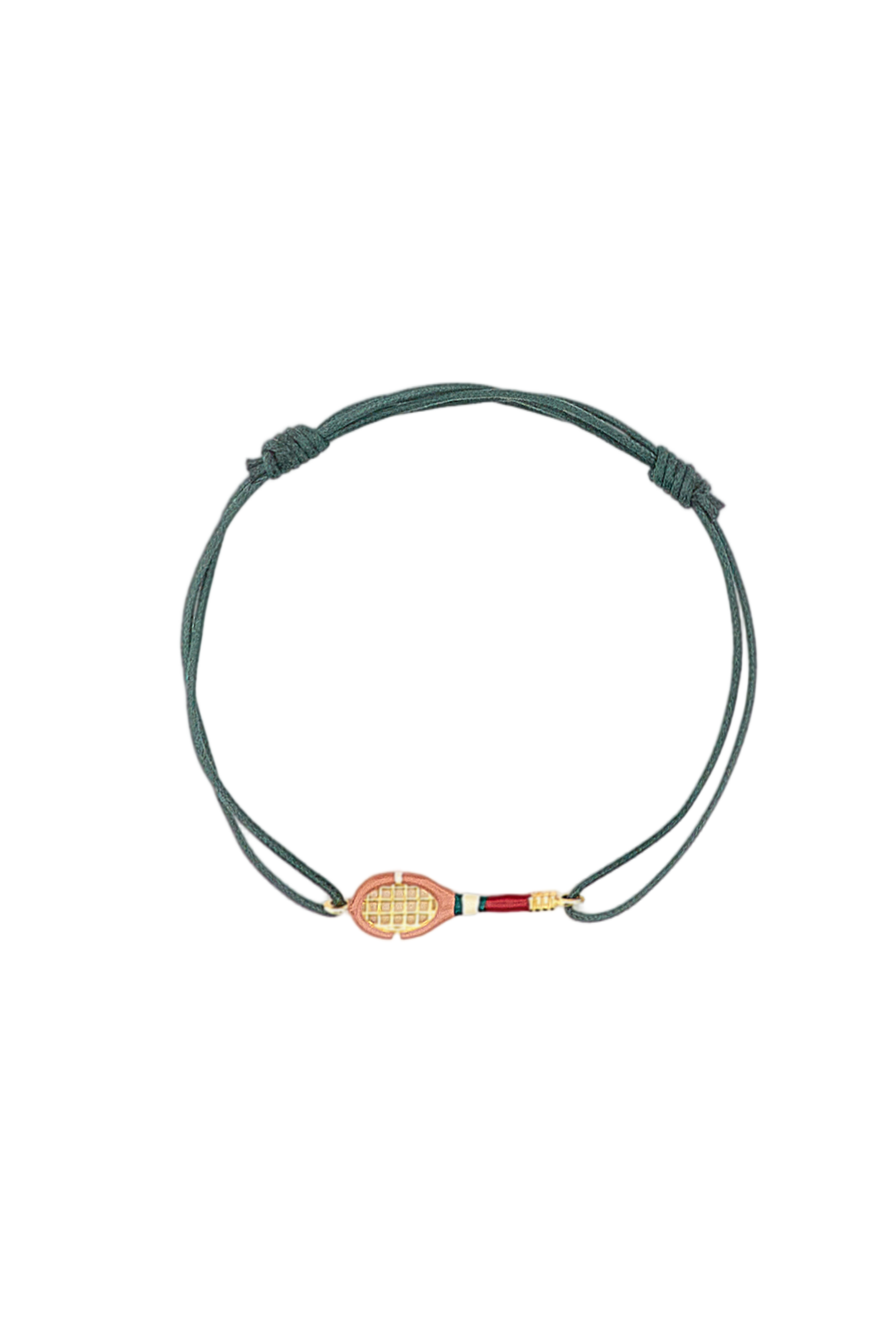 Green Tennis Cord Charm Bracelet