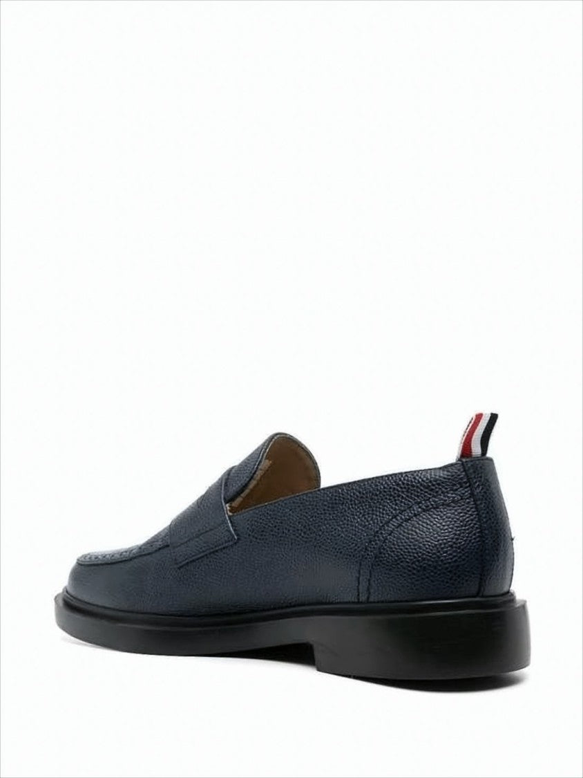 Textured Calf Leather Loafers with Tricolor Accent