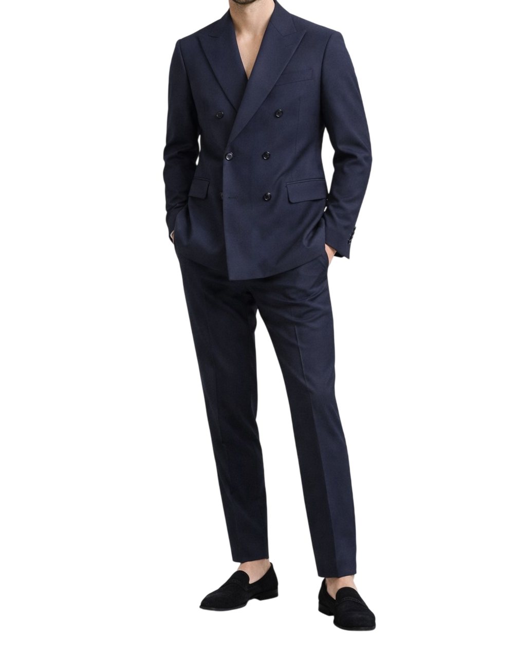 Blue Double Breasted Tailored Suit