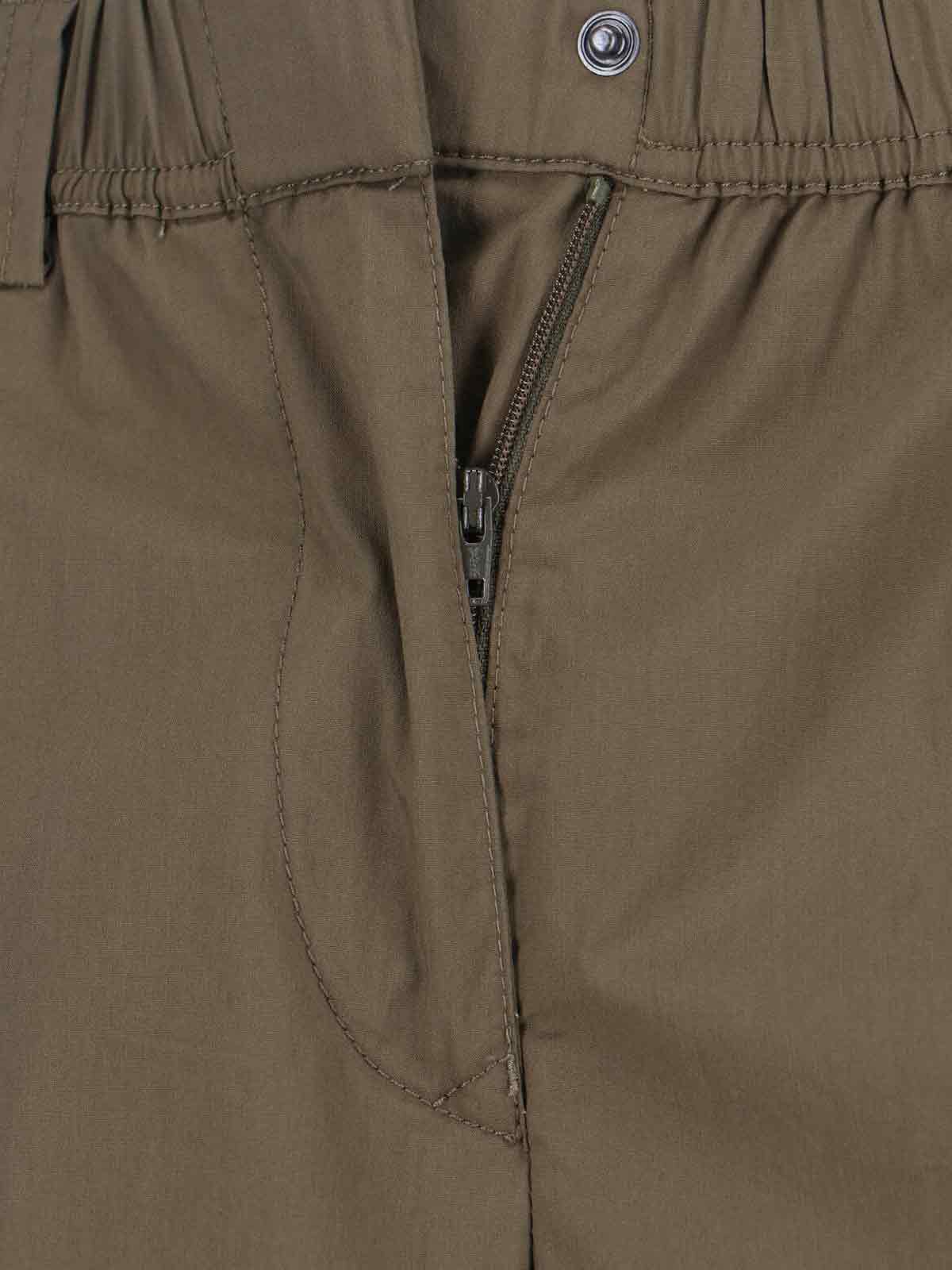 Wide Cotton Blend Trousers – Green