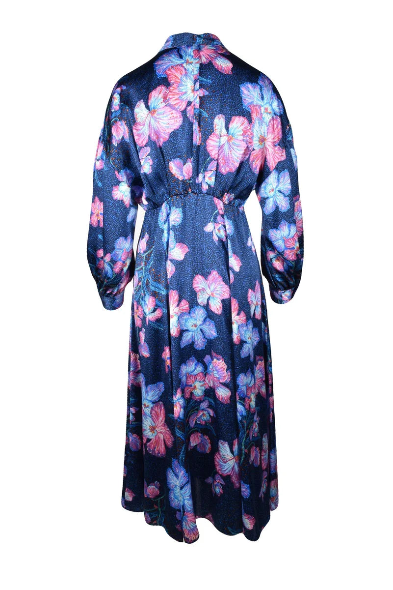 Long Silk Dress - Blue/Pink