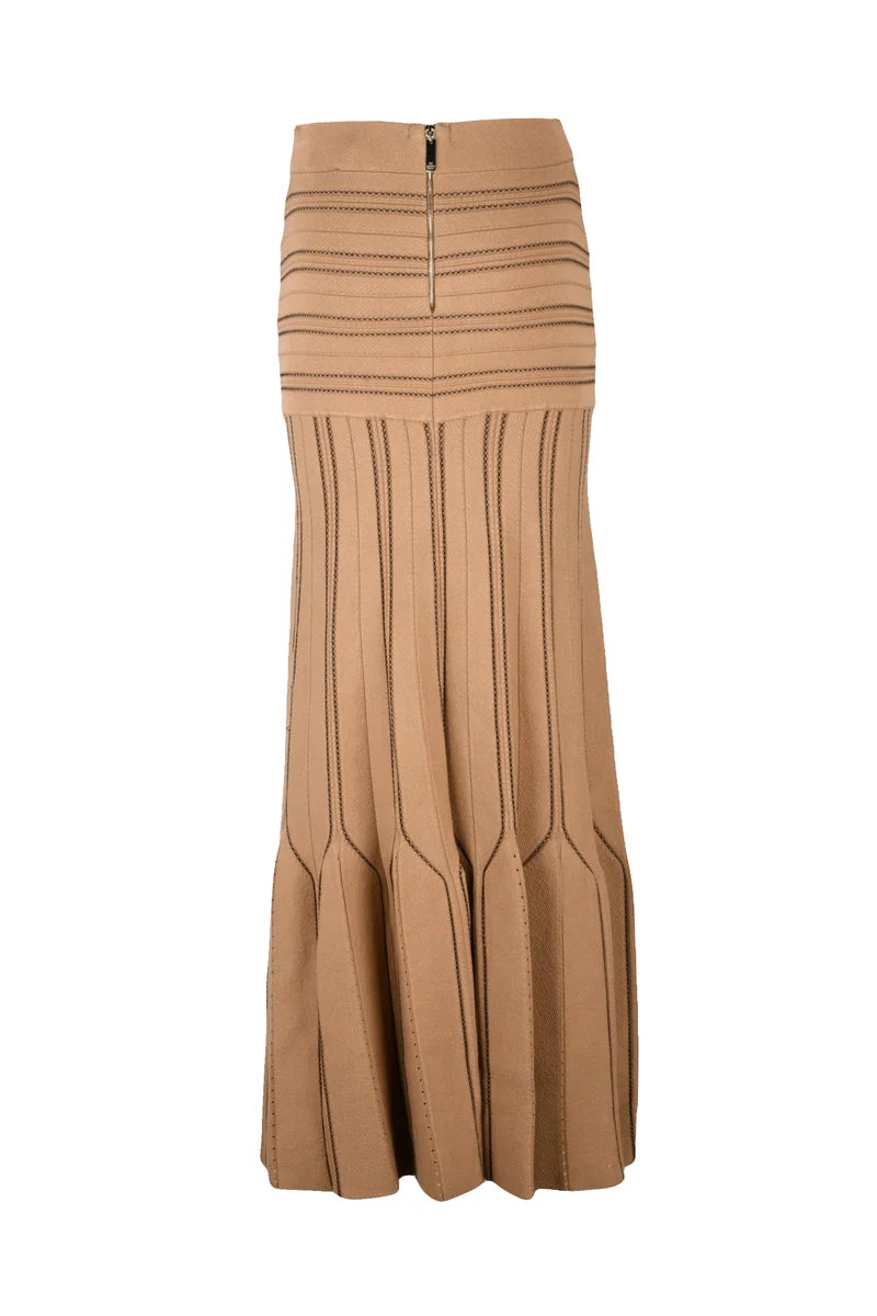 Long Knit Skirt - Beige