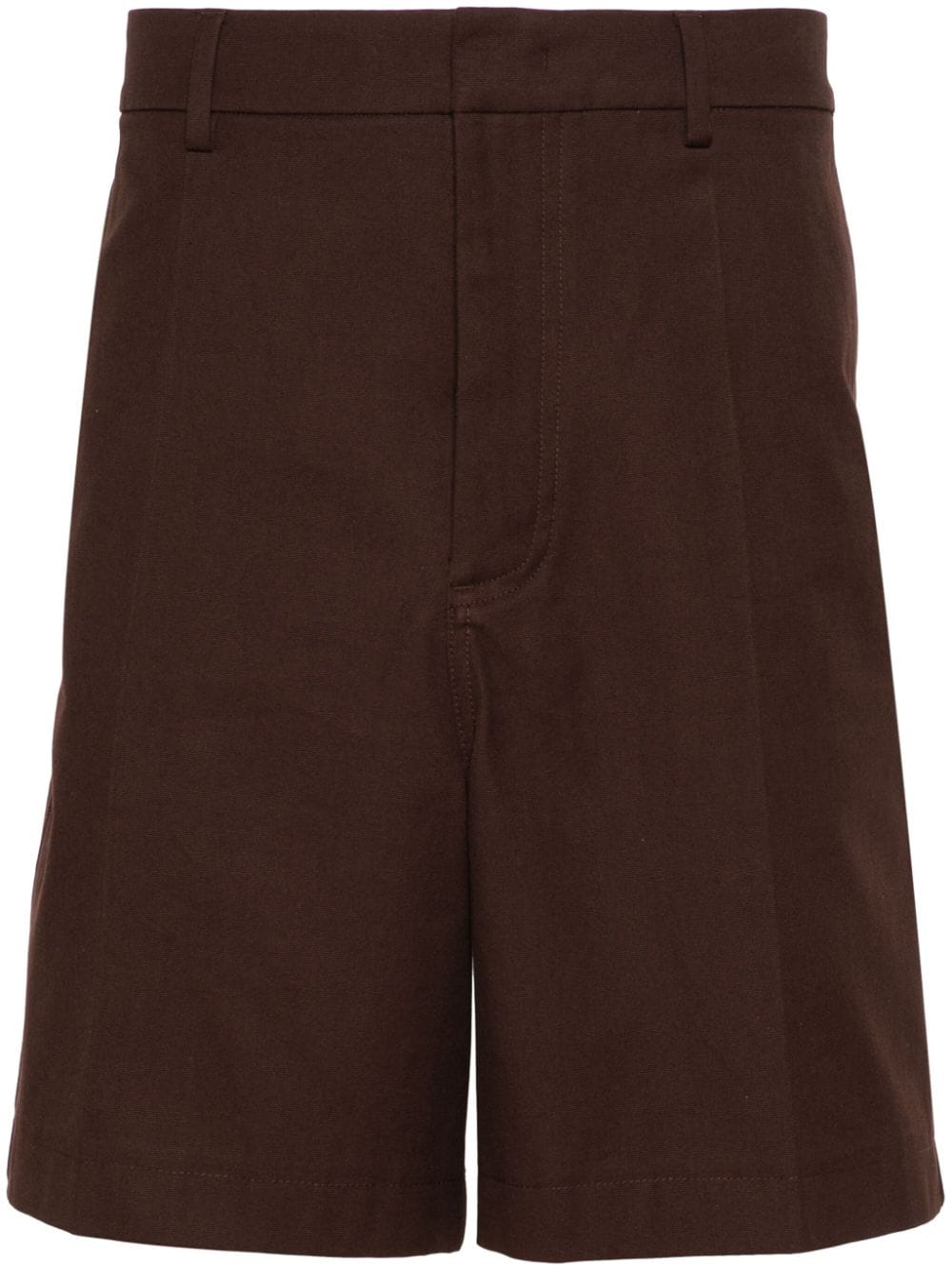 Chocolate Brown Cotton Blend Shorts