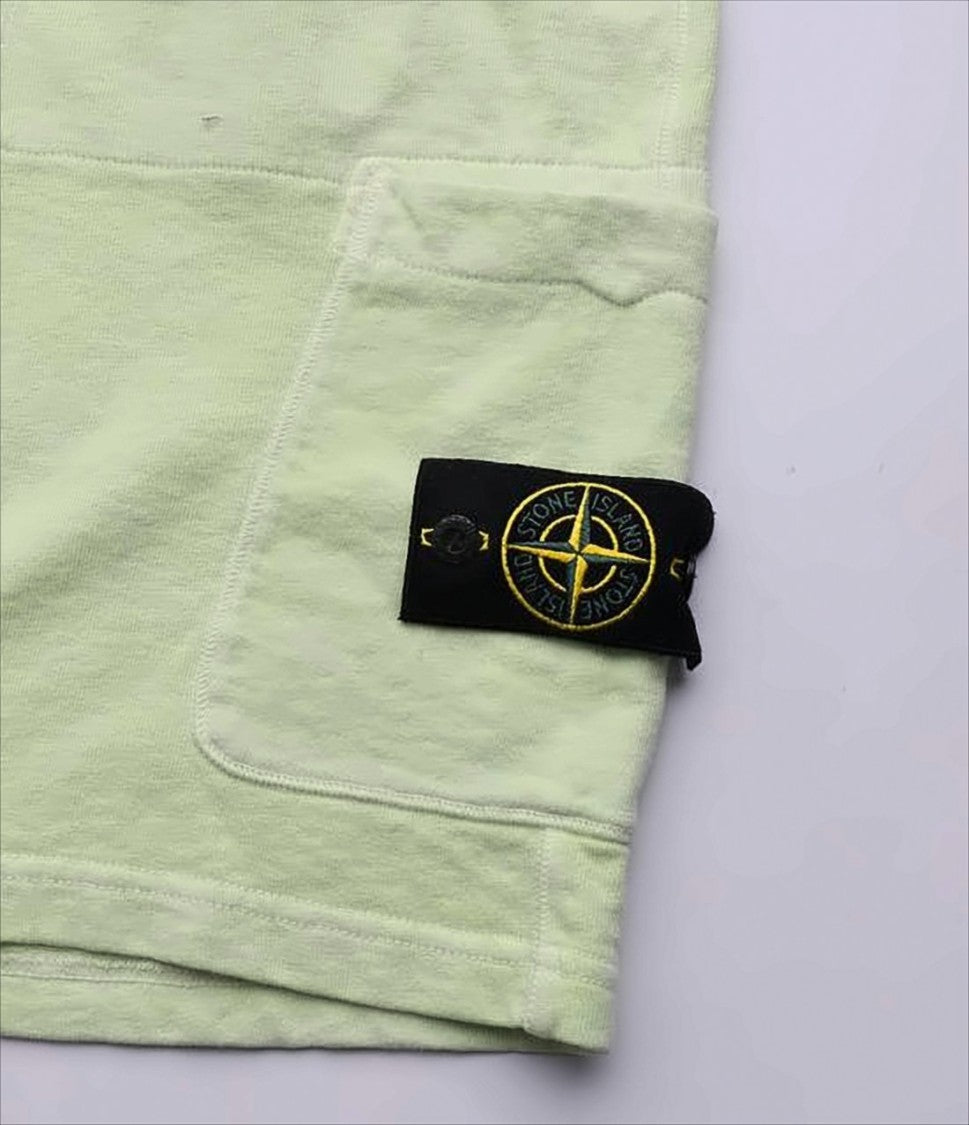 Relaxed Fit Green Cotton Shorts